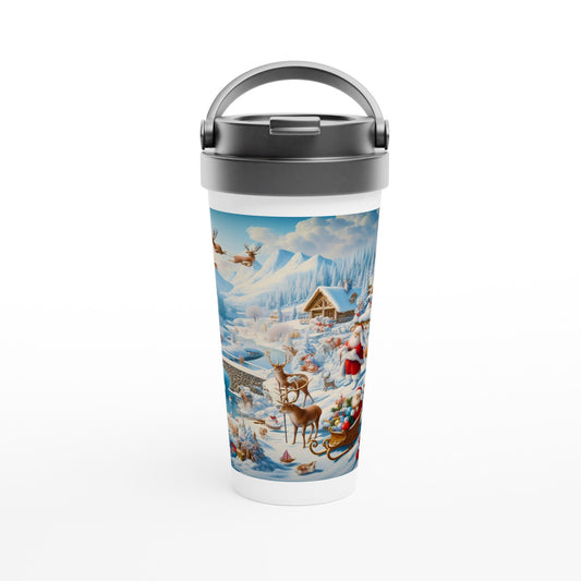 White 15oz Stainless Steel Travel Mug - Winter 172