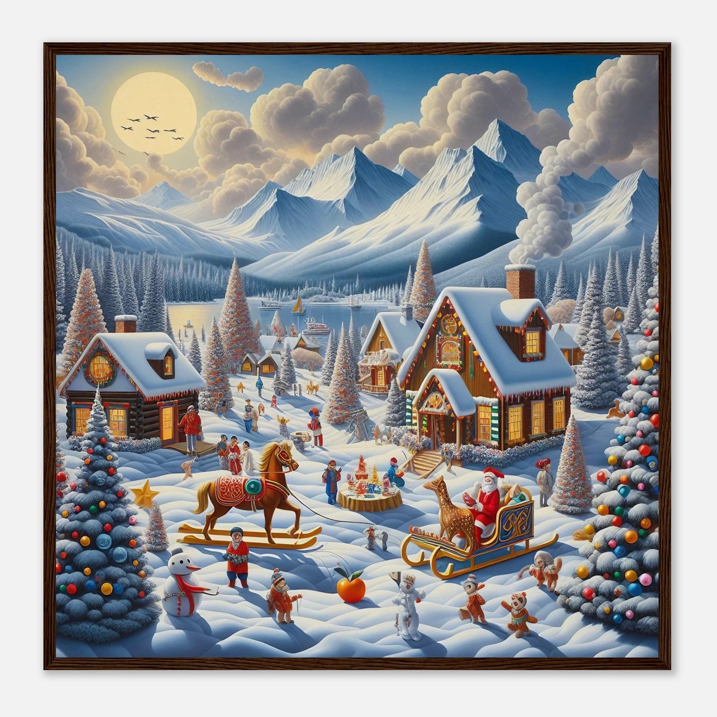 Wall art - Houses with Santa Claus and a Wood Horse