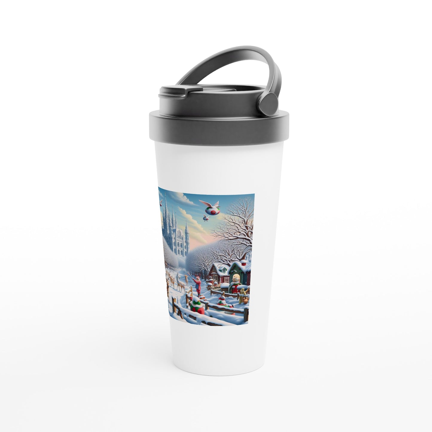 White 15oz Stainless Steel Travel Mug - Winter 58