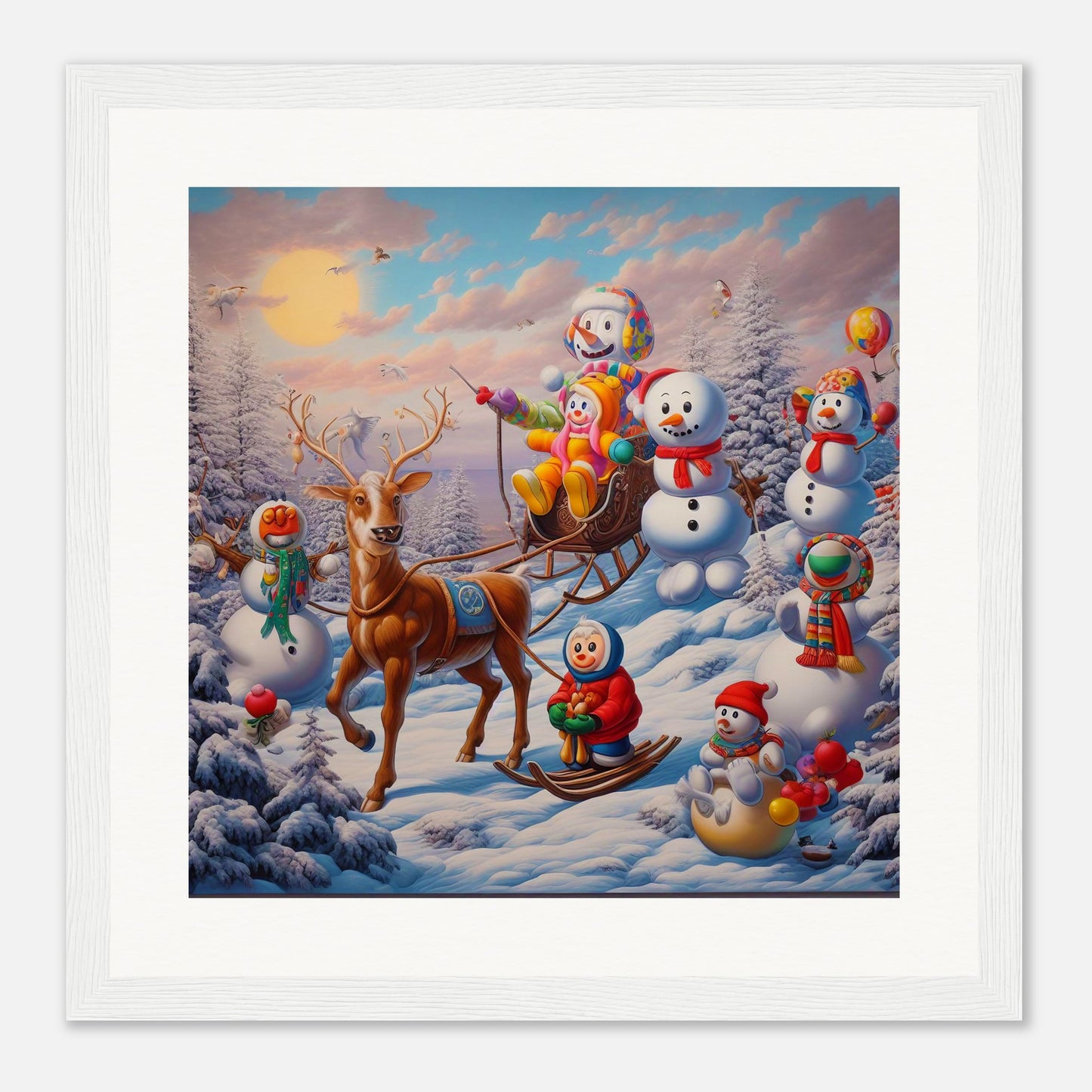 Wall Art - Winter 77 - Snowmen and a reindeer