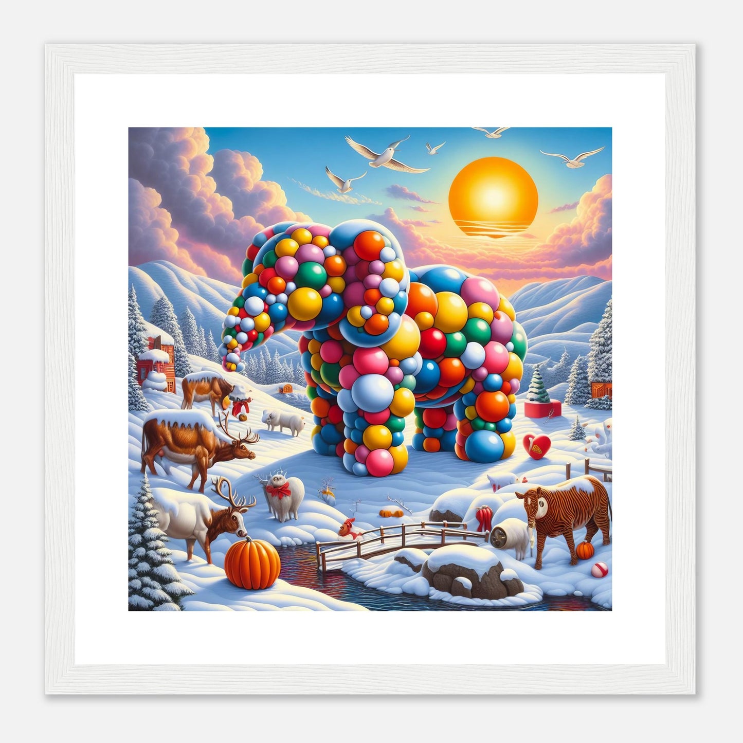 Wall Art - Winter 74 - Elephant and sun