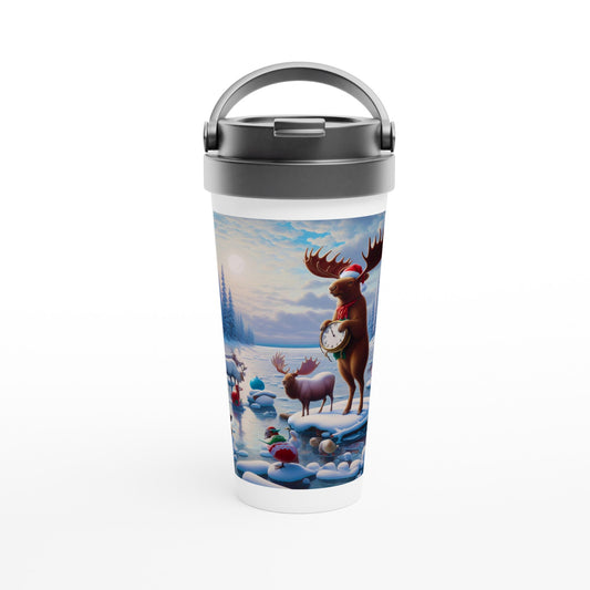 White 15oz Stainless Steel Travel Mug - Winter 173