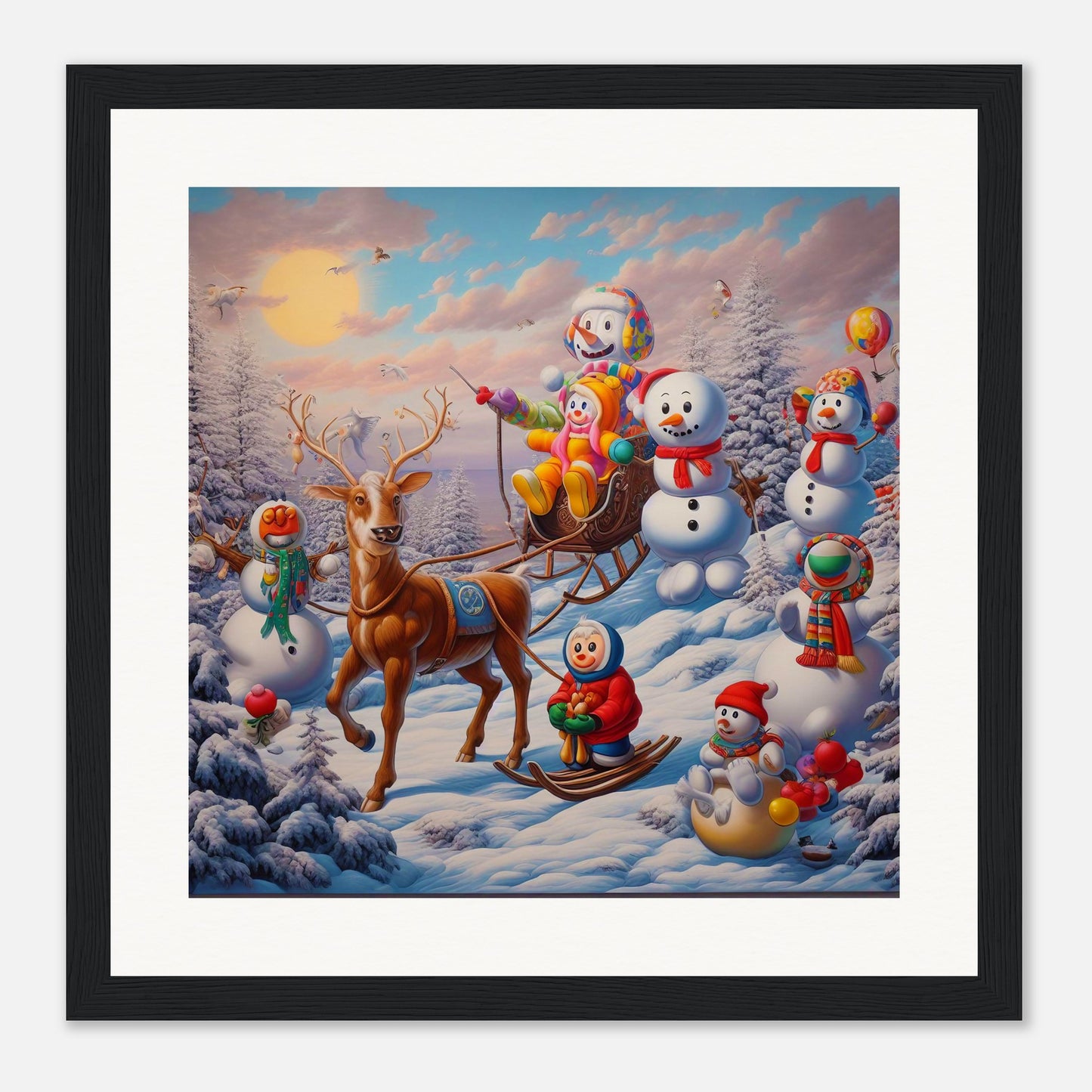 Wall Art - Winter 77 - Snowmen and a reindeer