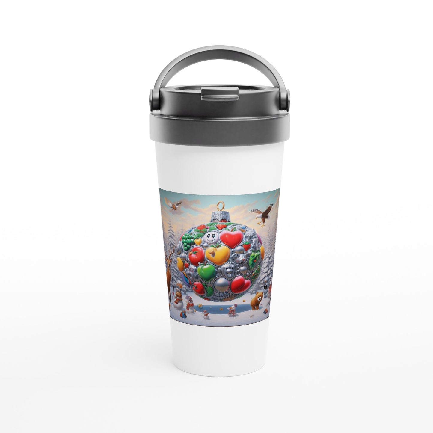 White 15oz Stainless Steel Travel Mug - Winter 67