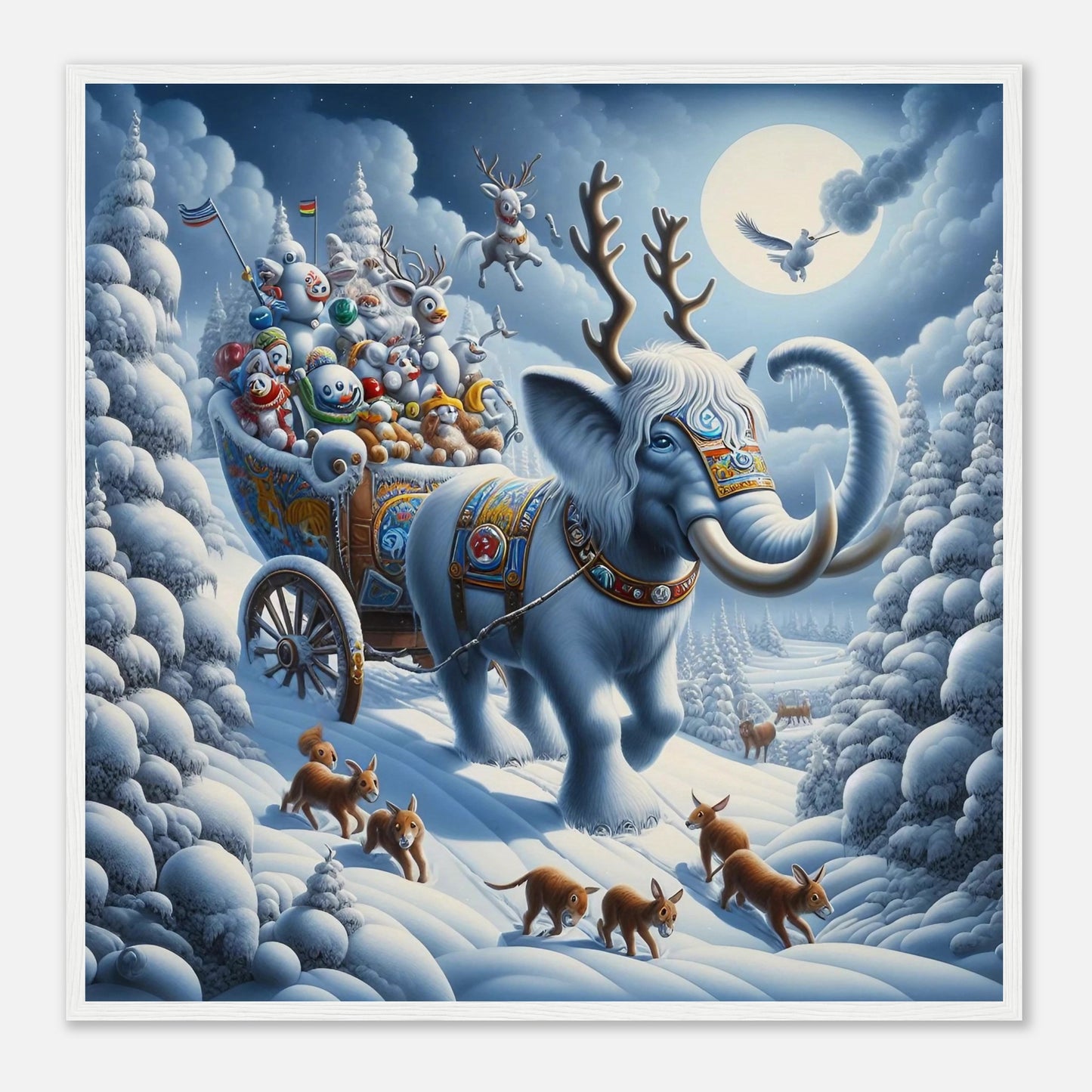 Wall art - Elephant in snow at night