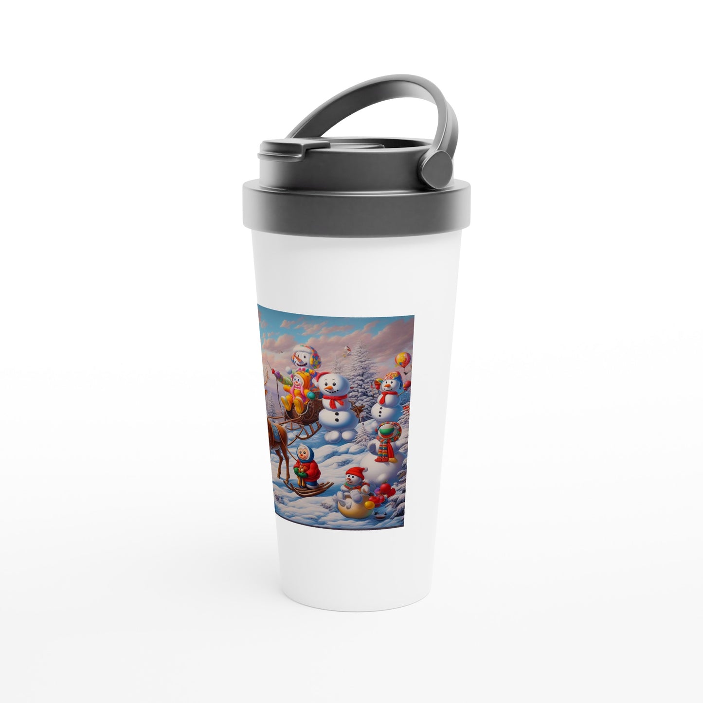 White 15oz Stainless Steel Travel Mug - Winter 77