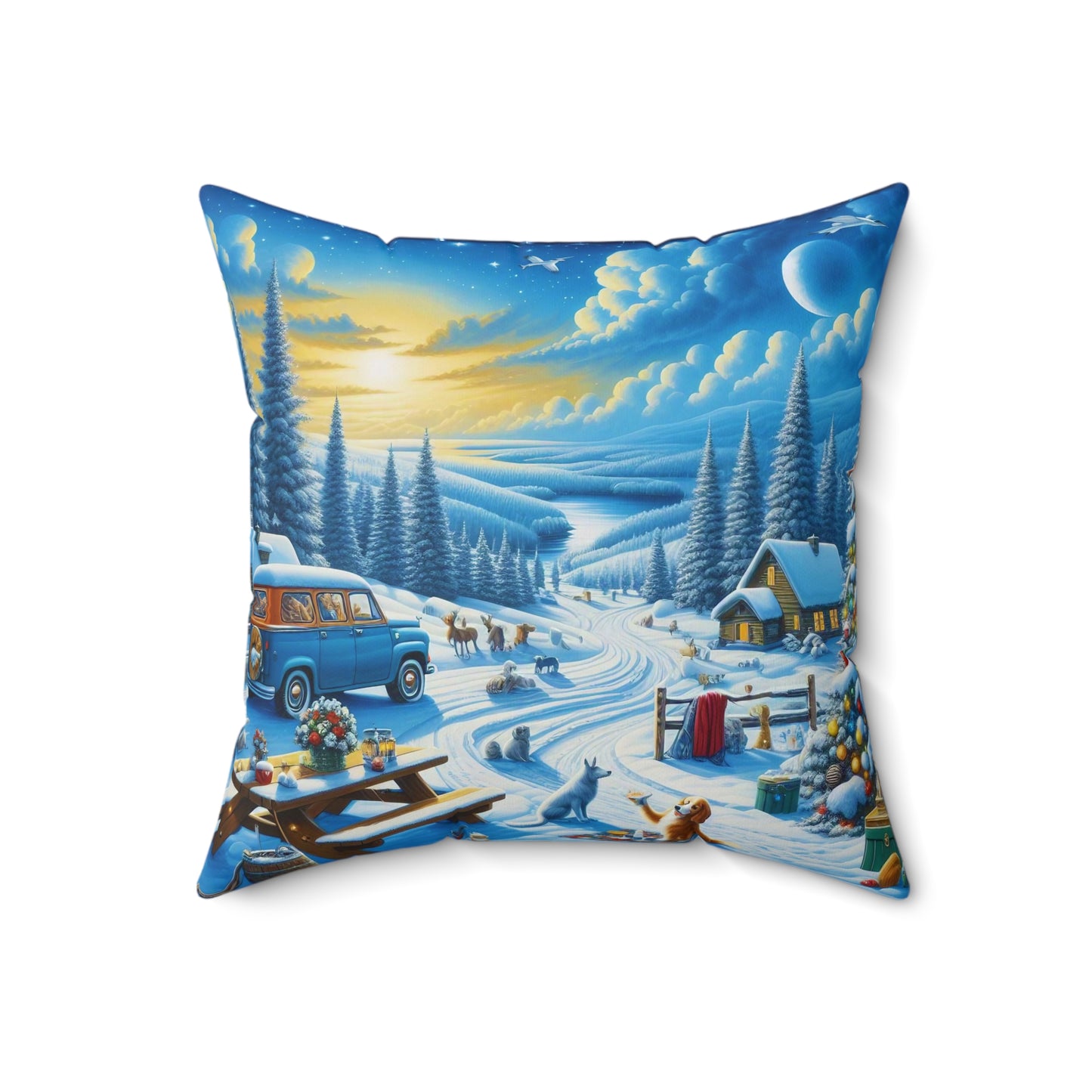 Spun Polyester Square Pillow - Winter 110