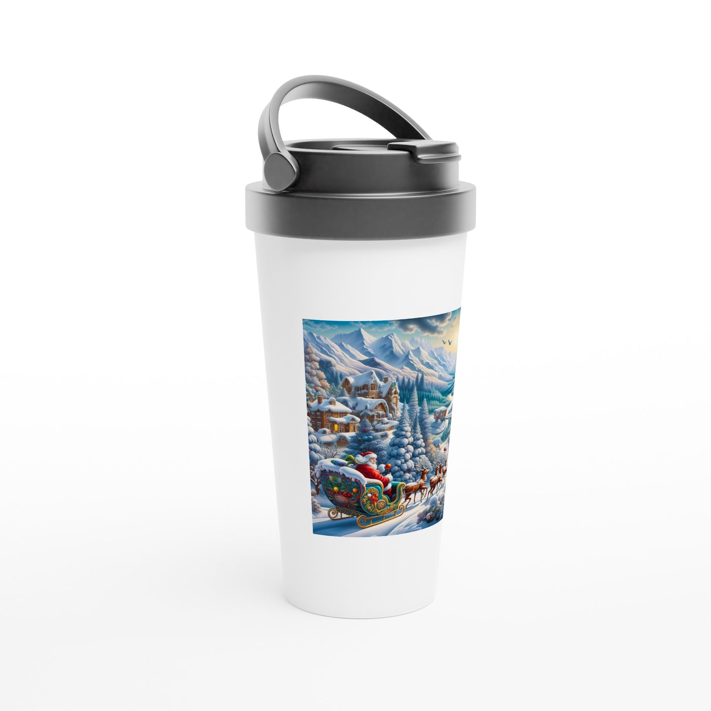 White 15oz Stainless Steel Travel Mug - Winter 113