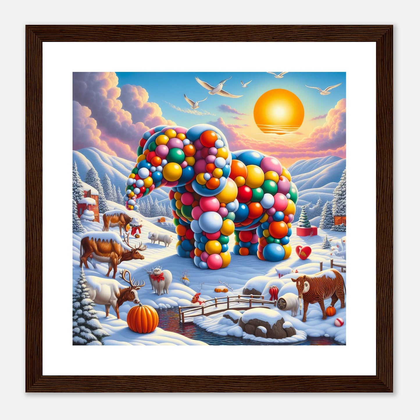 Wall Art - Winter 74 - Elephant and sun