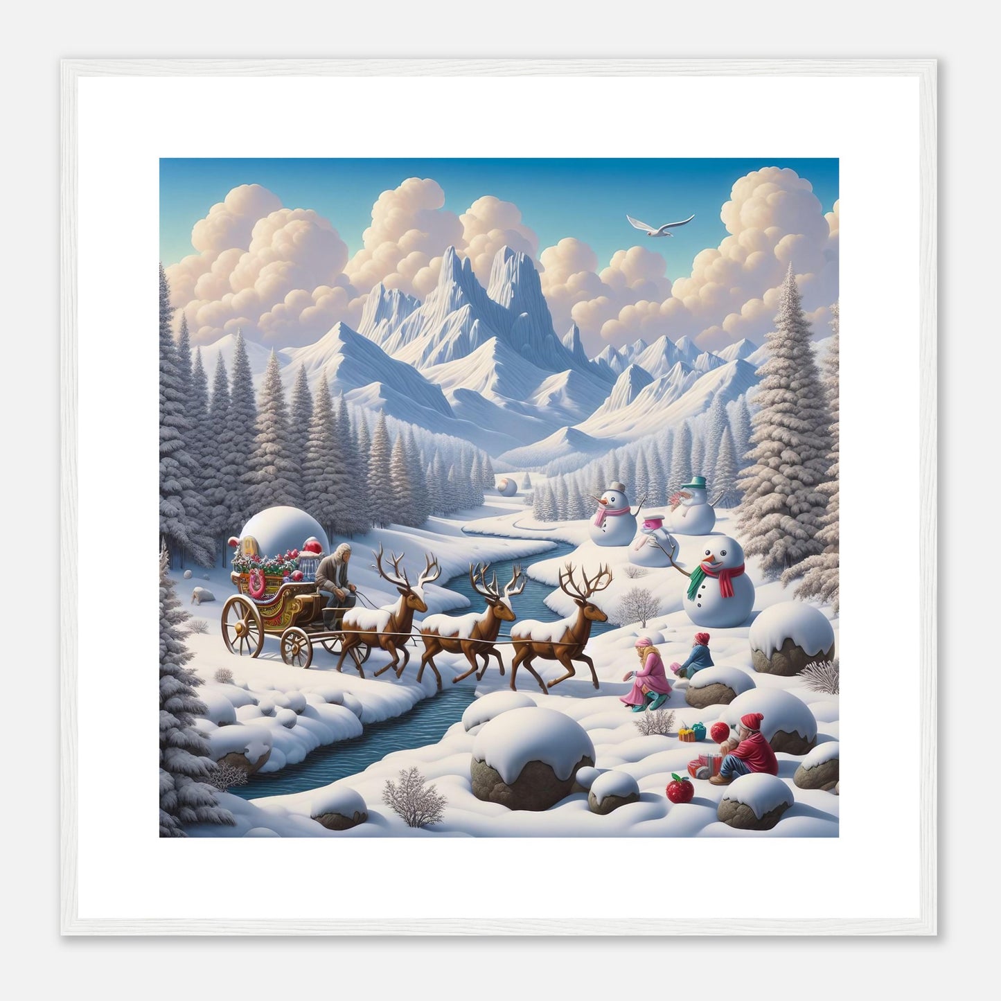 Wall Art - Winter 35 - Deer and snowmen