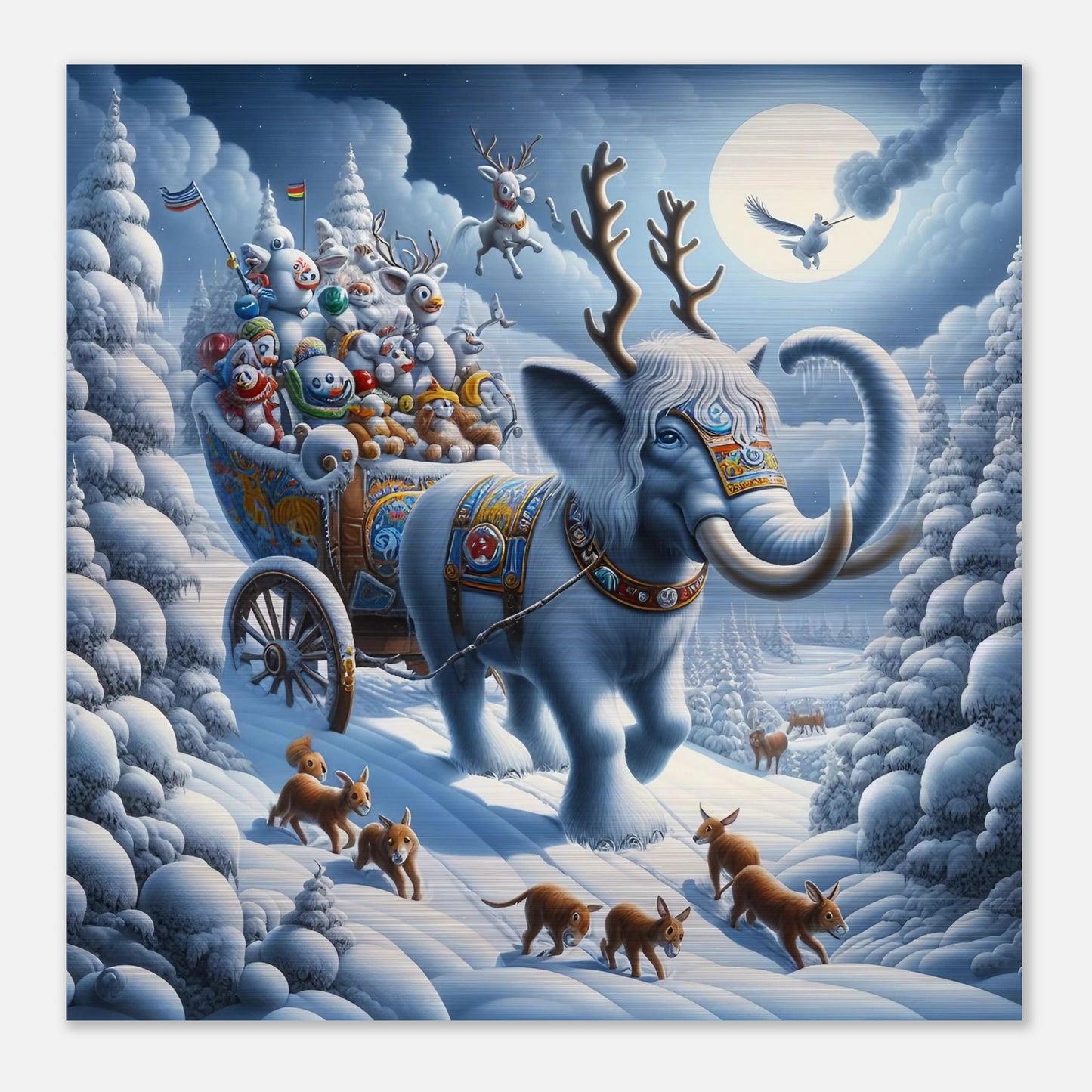 Wall art - Elephant in snow at night