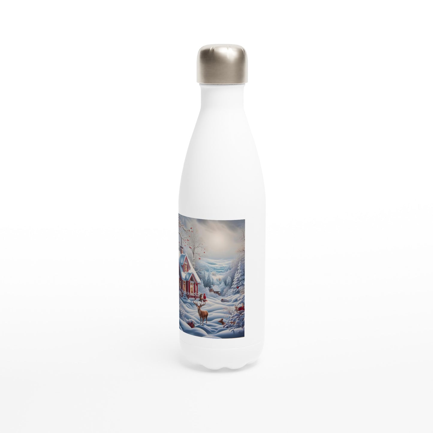 White 17oz Stainless Steel Water Bottle - Winter 141