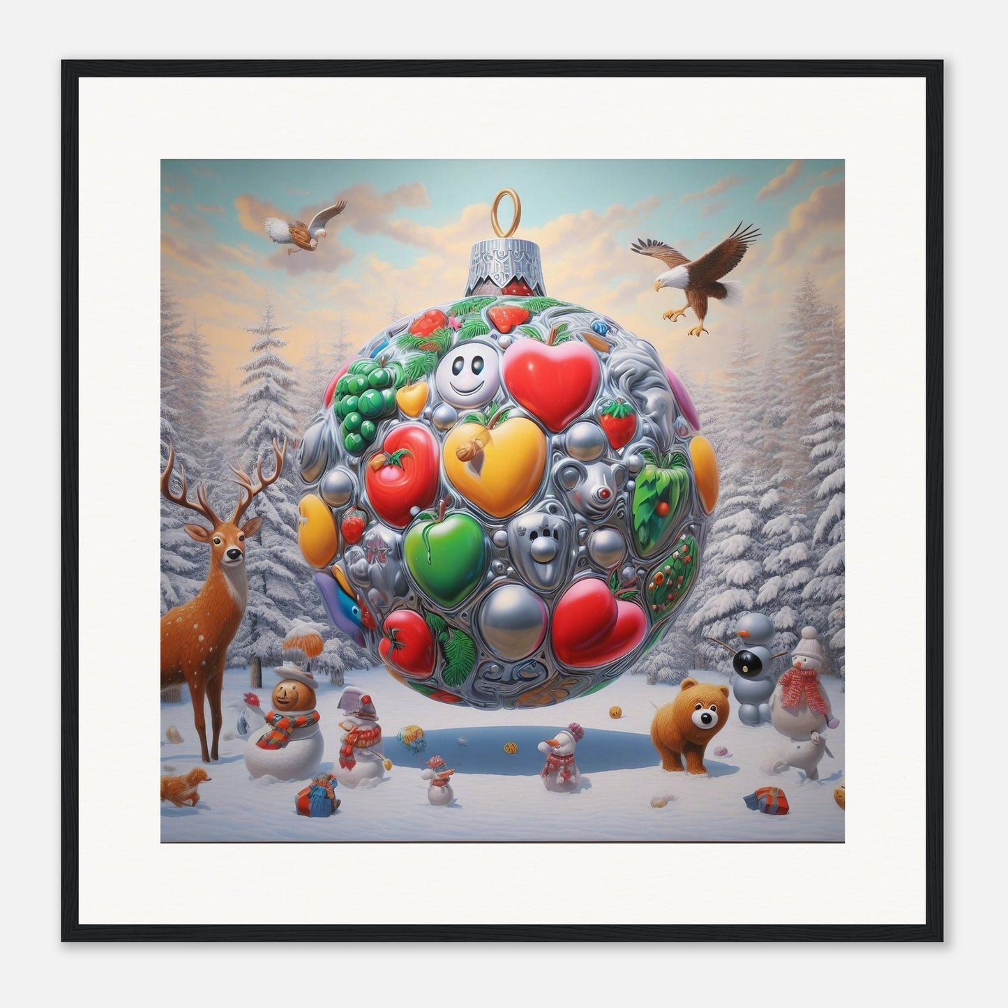 Wall Art - Winter 67 - Christmas ornament and a deer