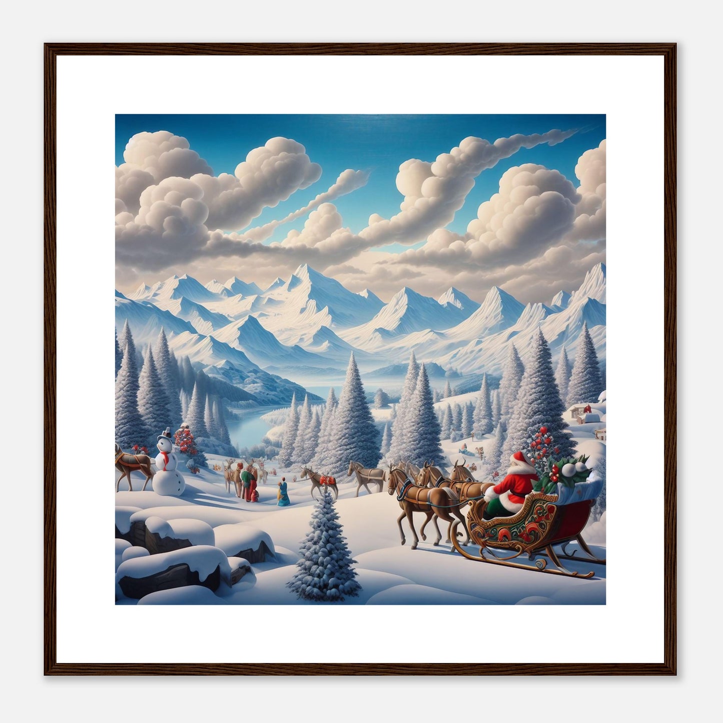 Wall Art - Winter 38 - Horses, Santa Claus and snowman