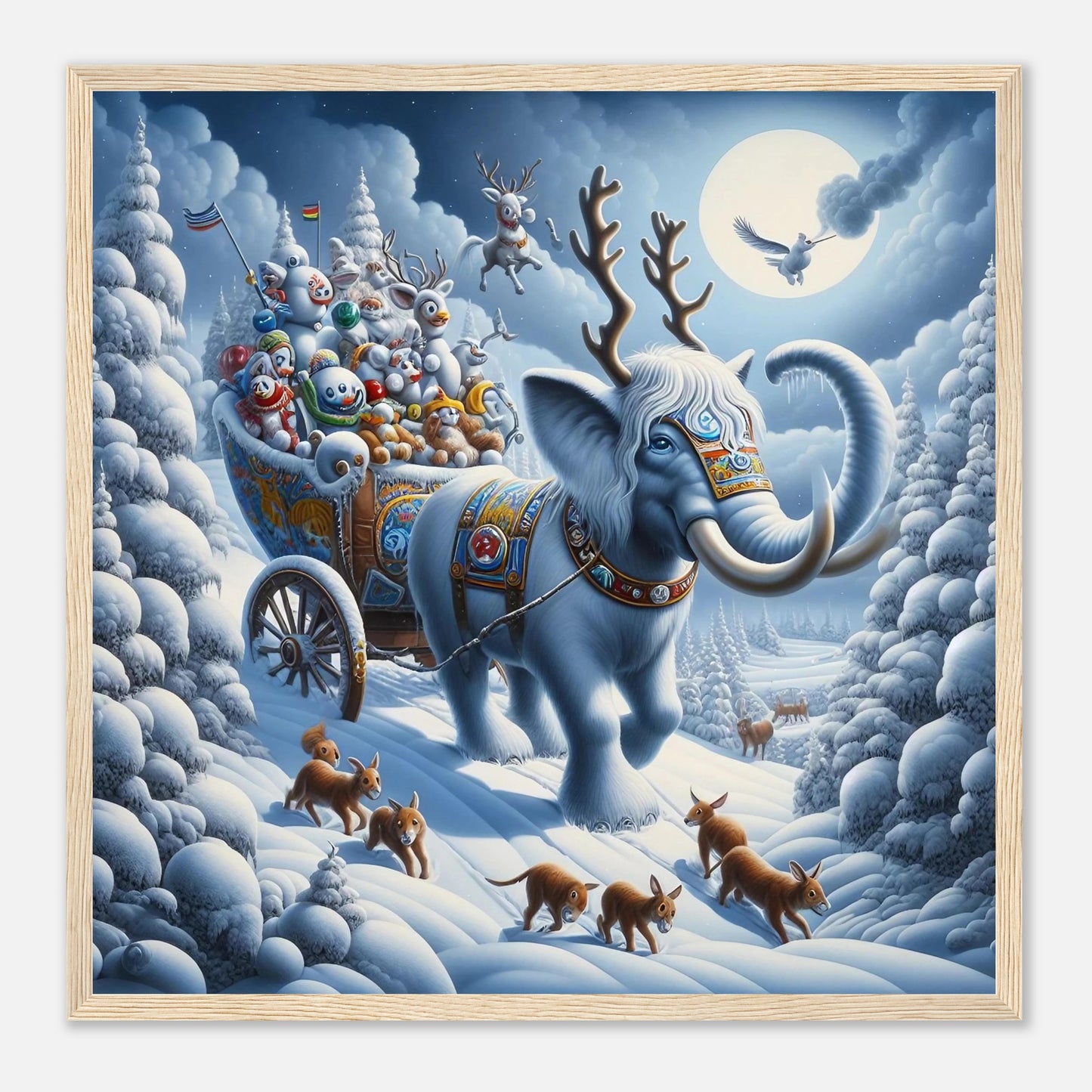 Wall art - Elephant in snow at night