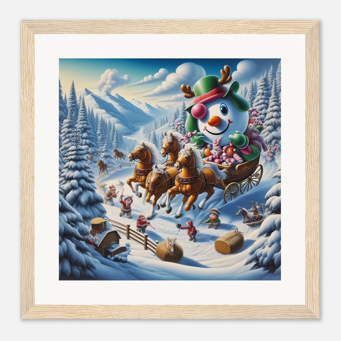 Wall Art - Winter 63 - Snowman in a carriage