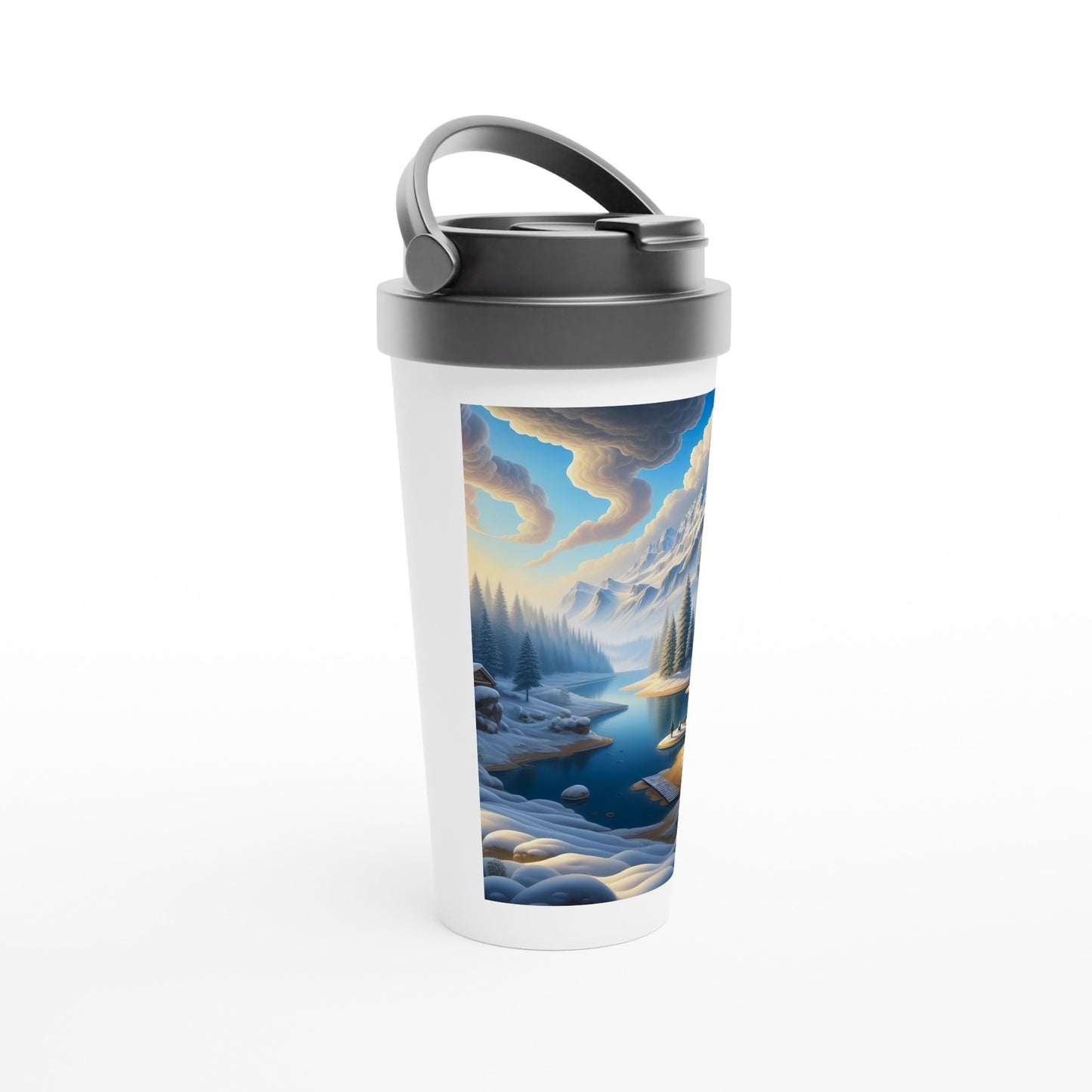 White 15oz Stainless Steel Travel Mug - Winter 163