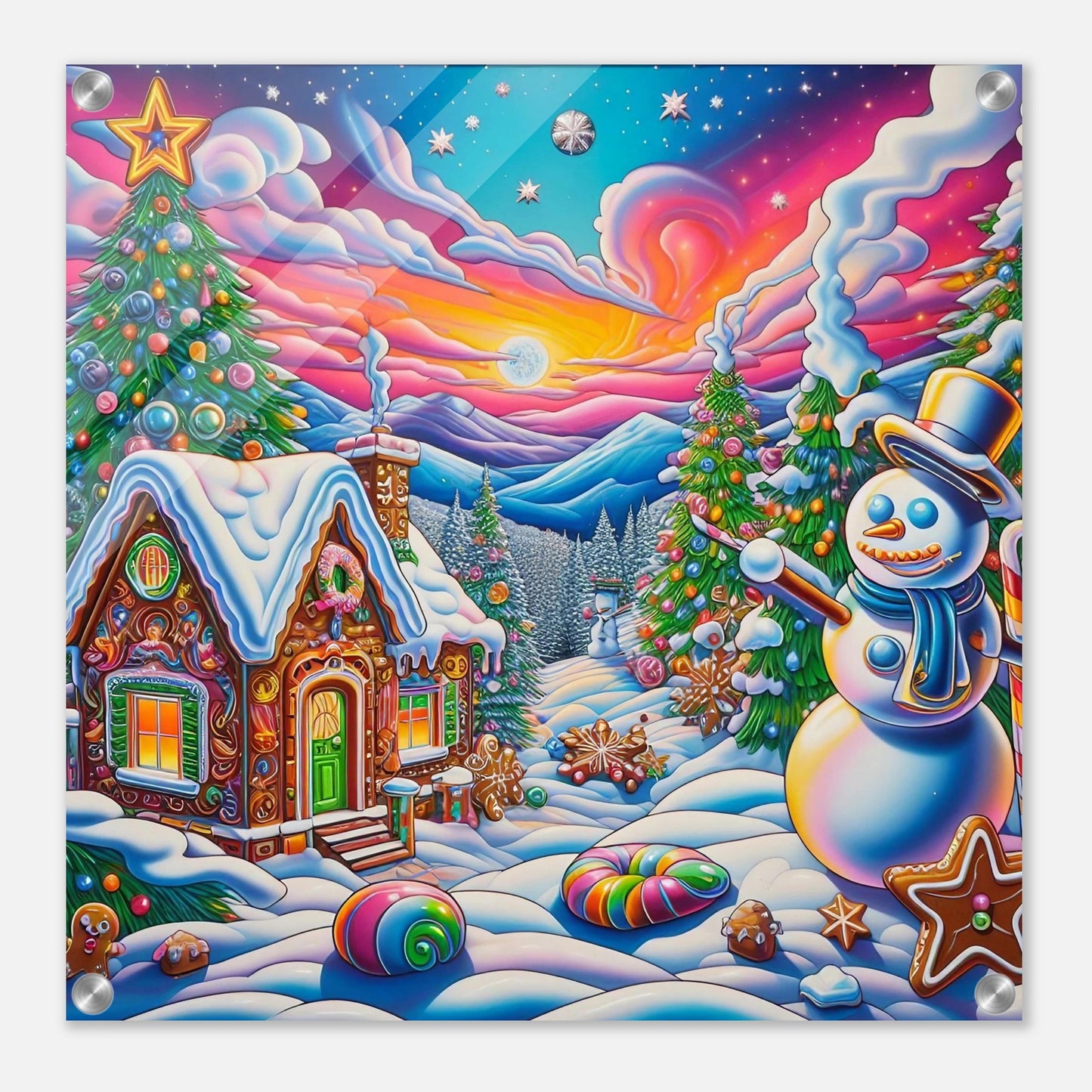 Wall art - Snowman and Gingerbread House