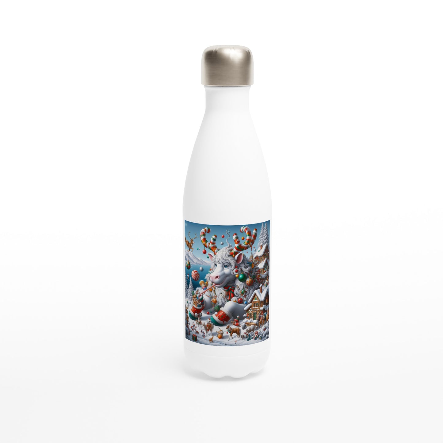 White 17oz Stainless Steel Water Bottle - Winter 105