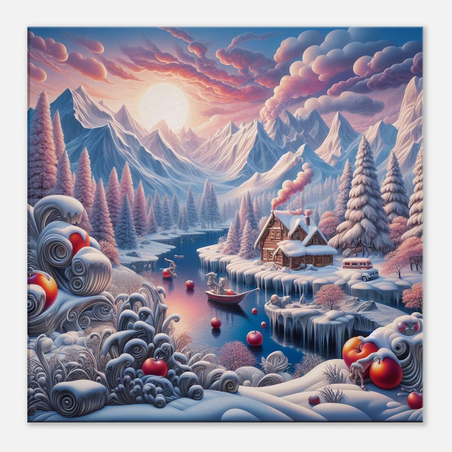 Wall Art - Winter 62 - Small boat on a river