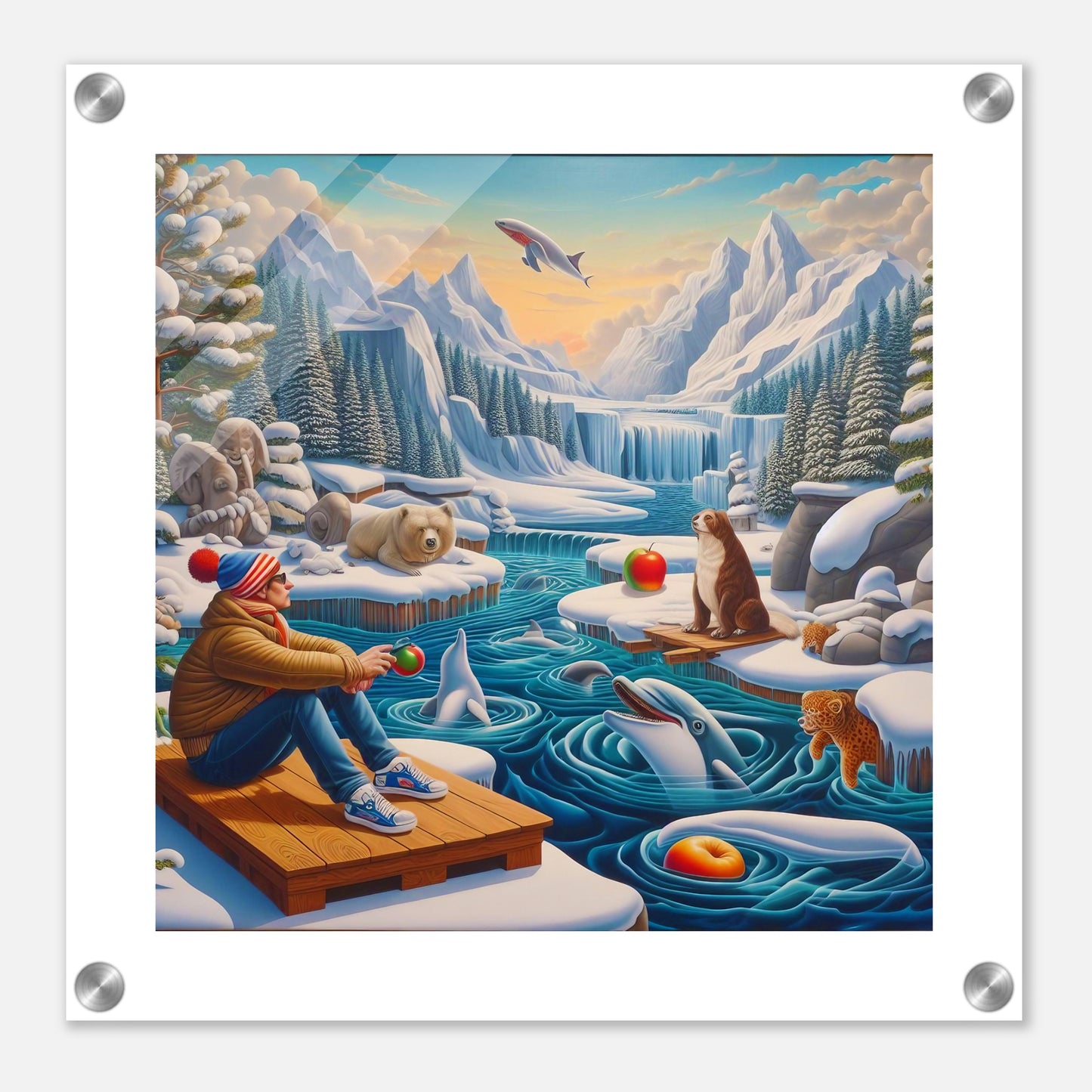 Wall Art - Winter 64 - Man by the river