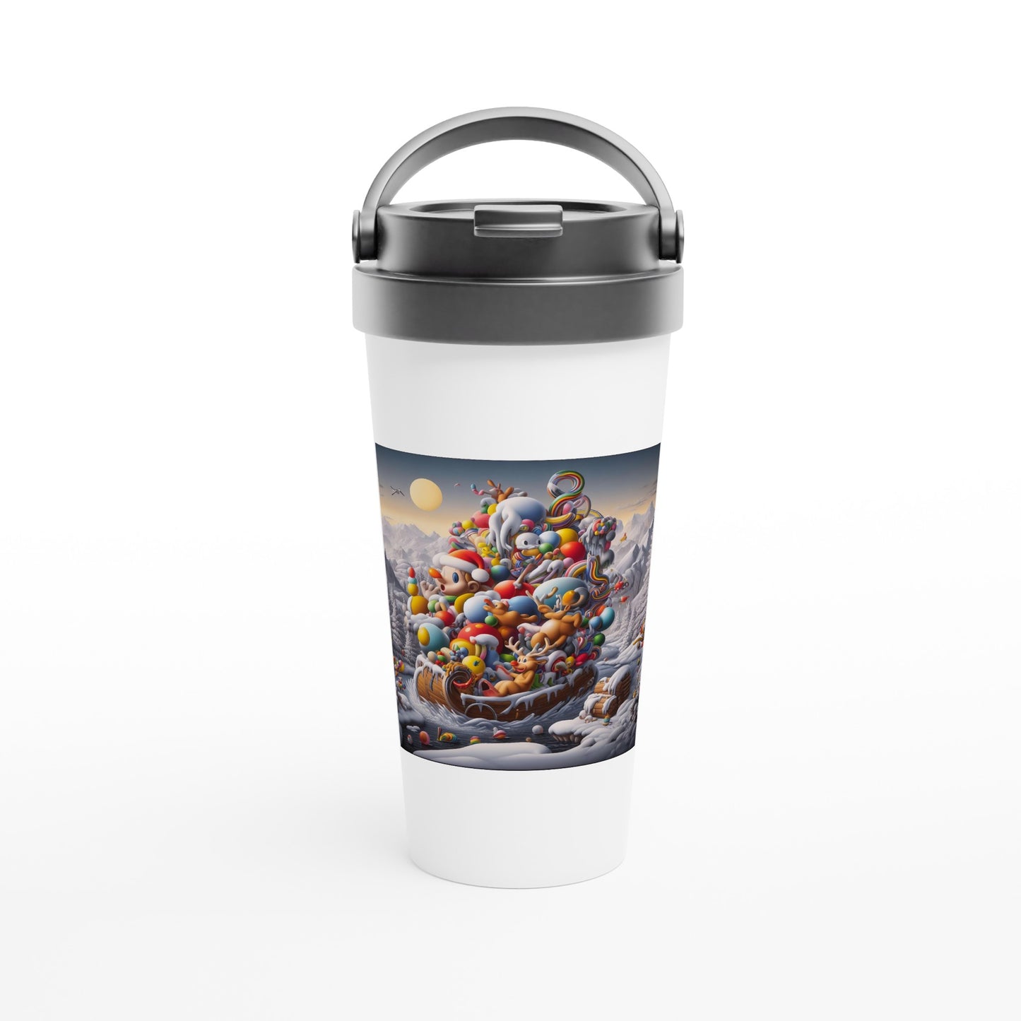 White 15oz Stainless Steel Travel Mug - Winter 59