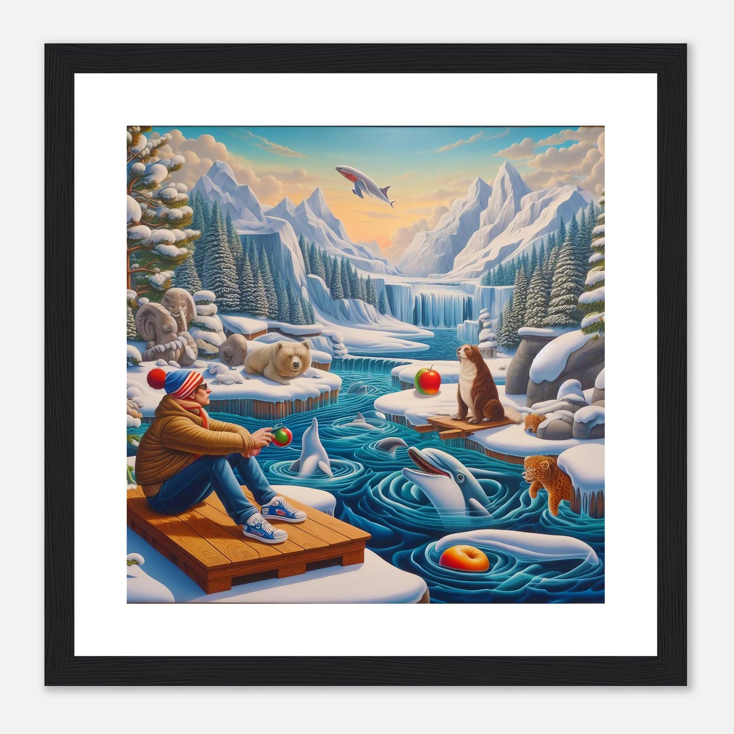 Wall Art - Winter 64 - Man by the river