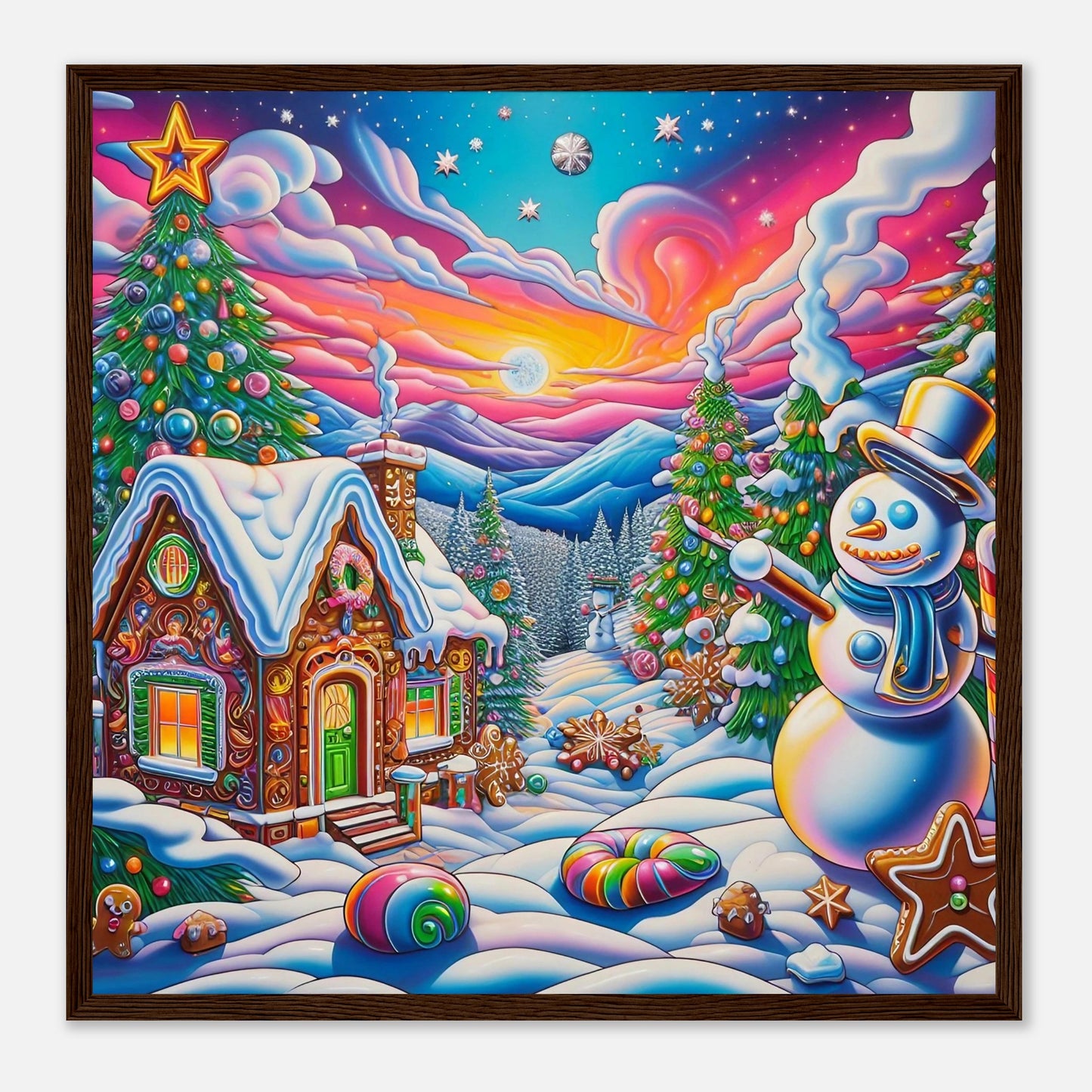 Wall art - Snowman and Gingerbread House