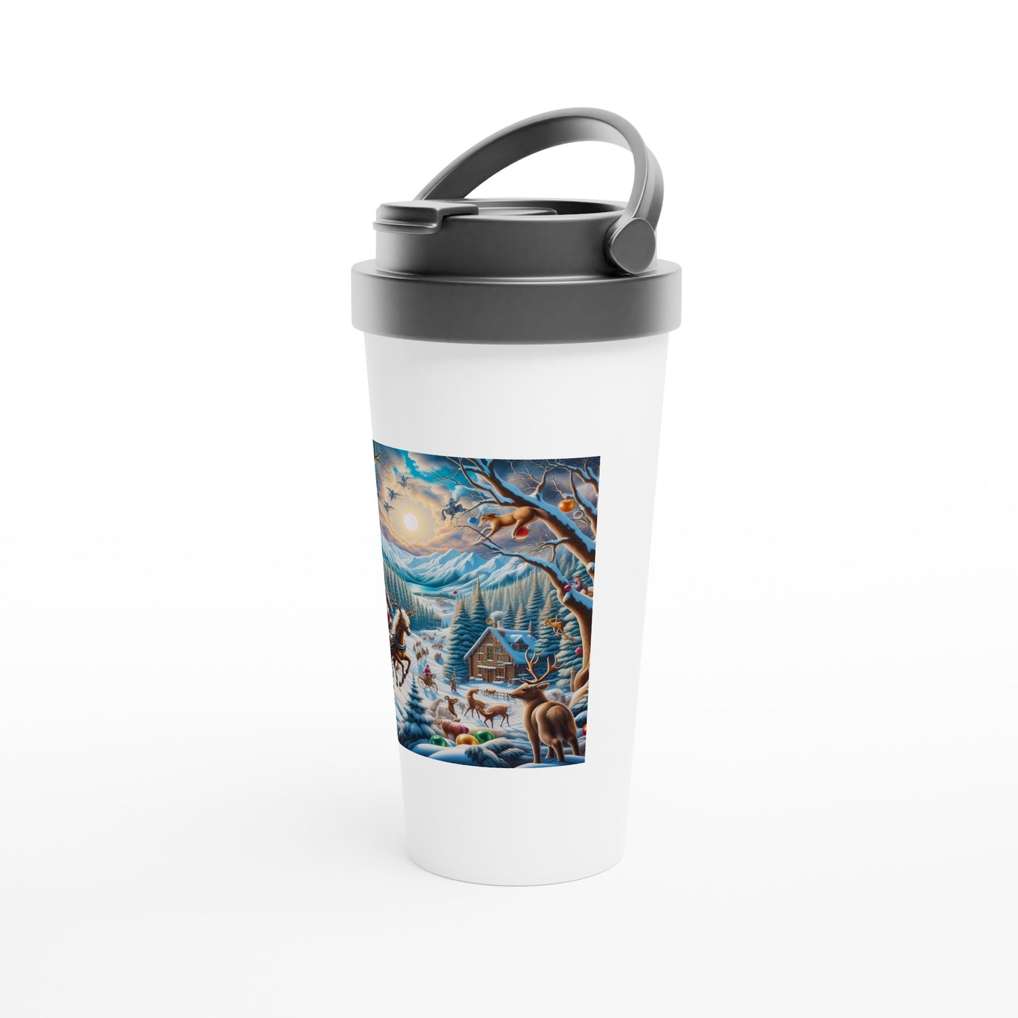 White 15oz Stainless Steel Travel Mug - Winter 151