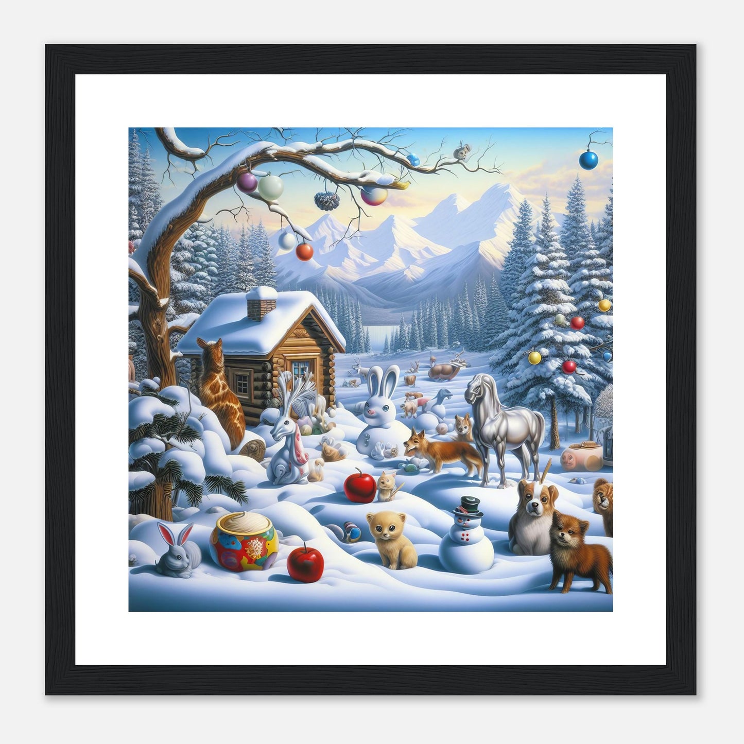 Wall Art - Winter 48 - Rabbit and a fox