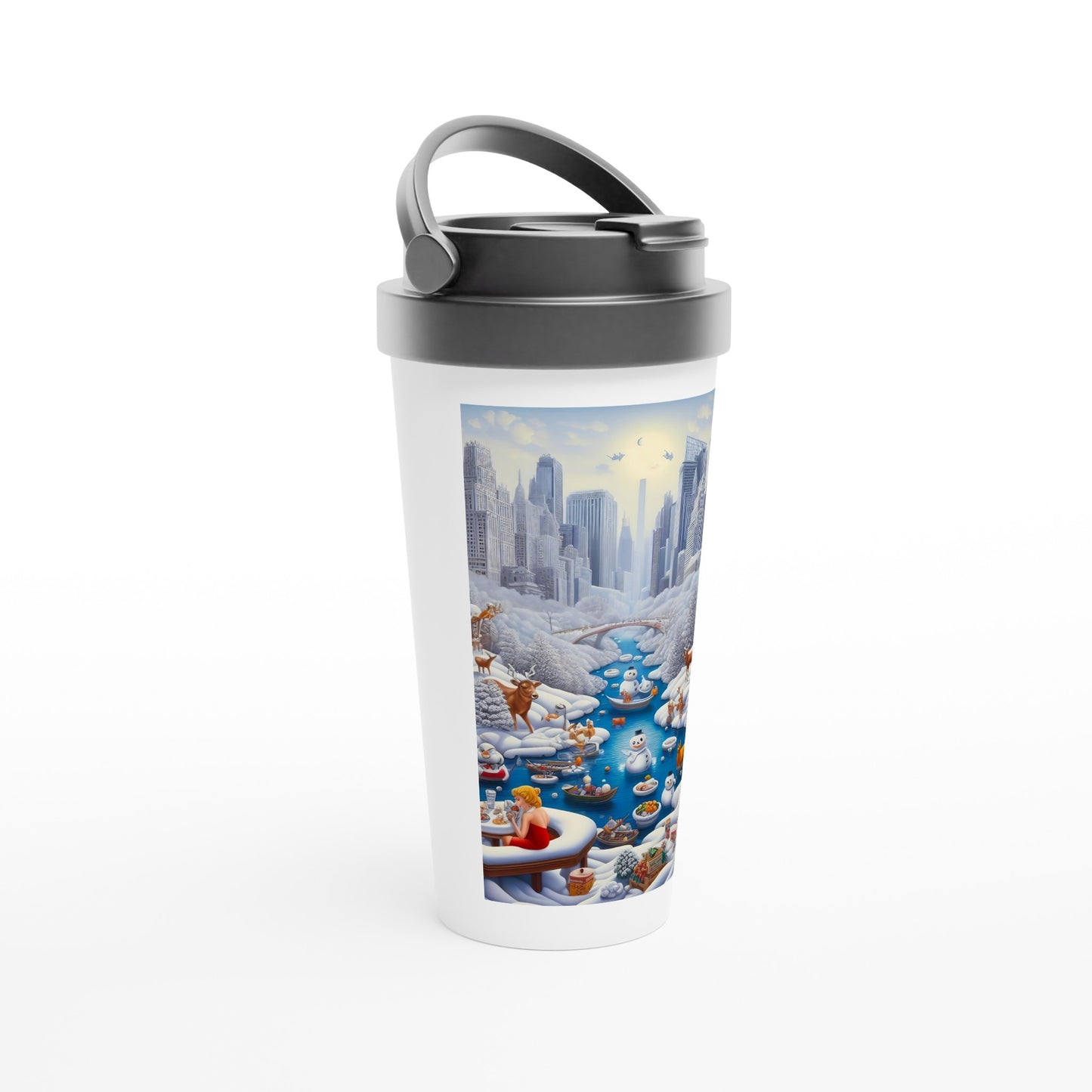 White 15oz Stainless Steel Travel Mug - Winter 147