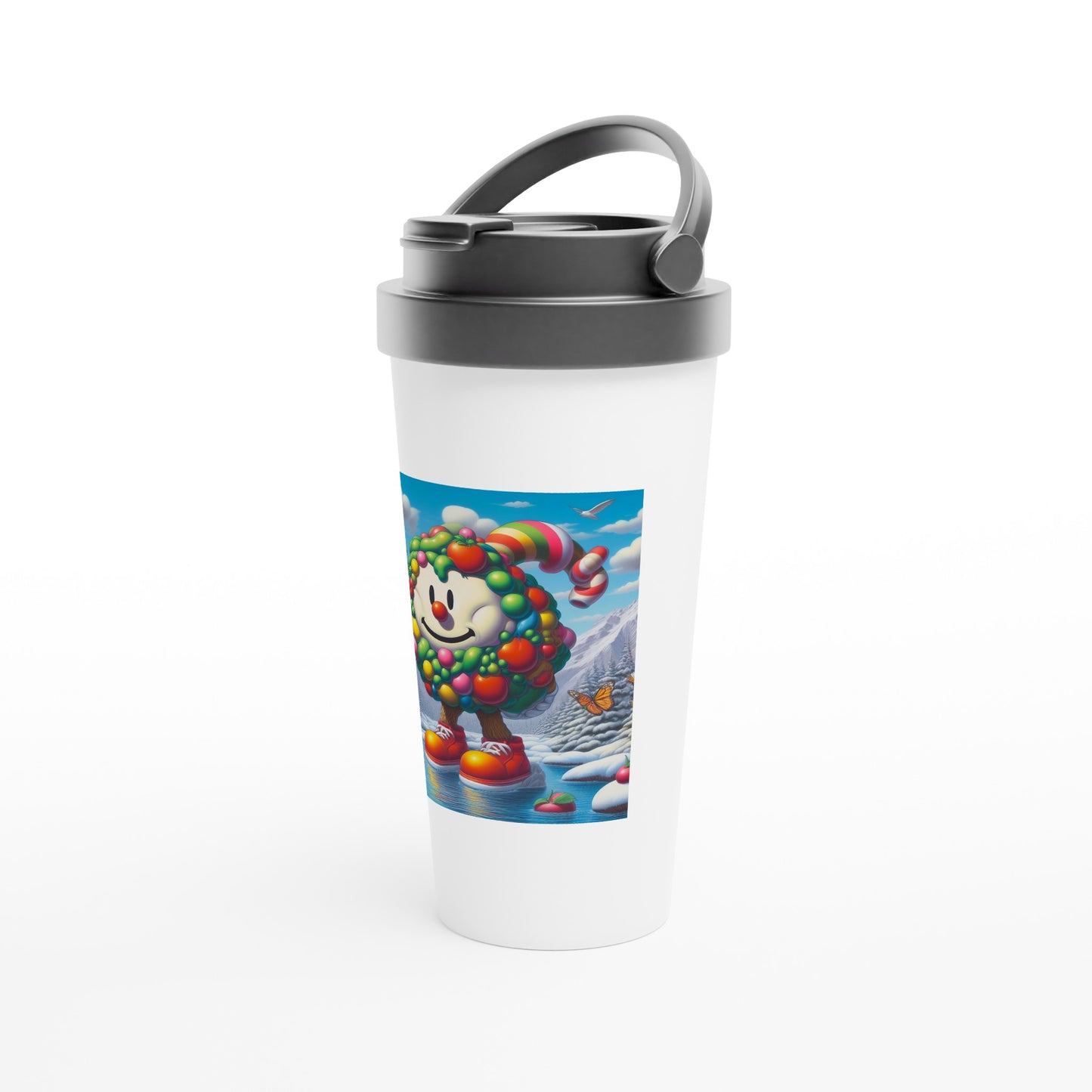 White 15oz Stainless Steel Travel Mug - Winter 93