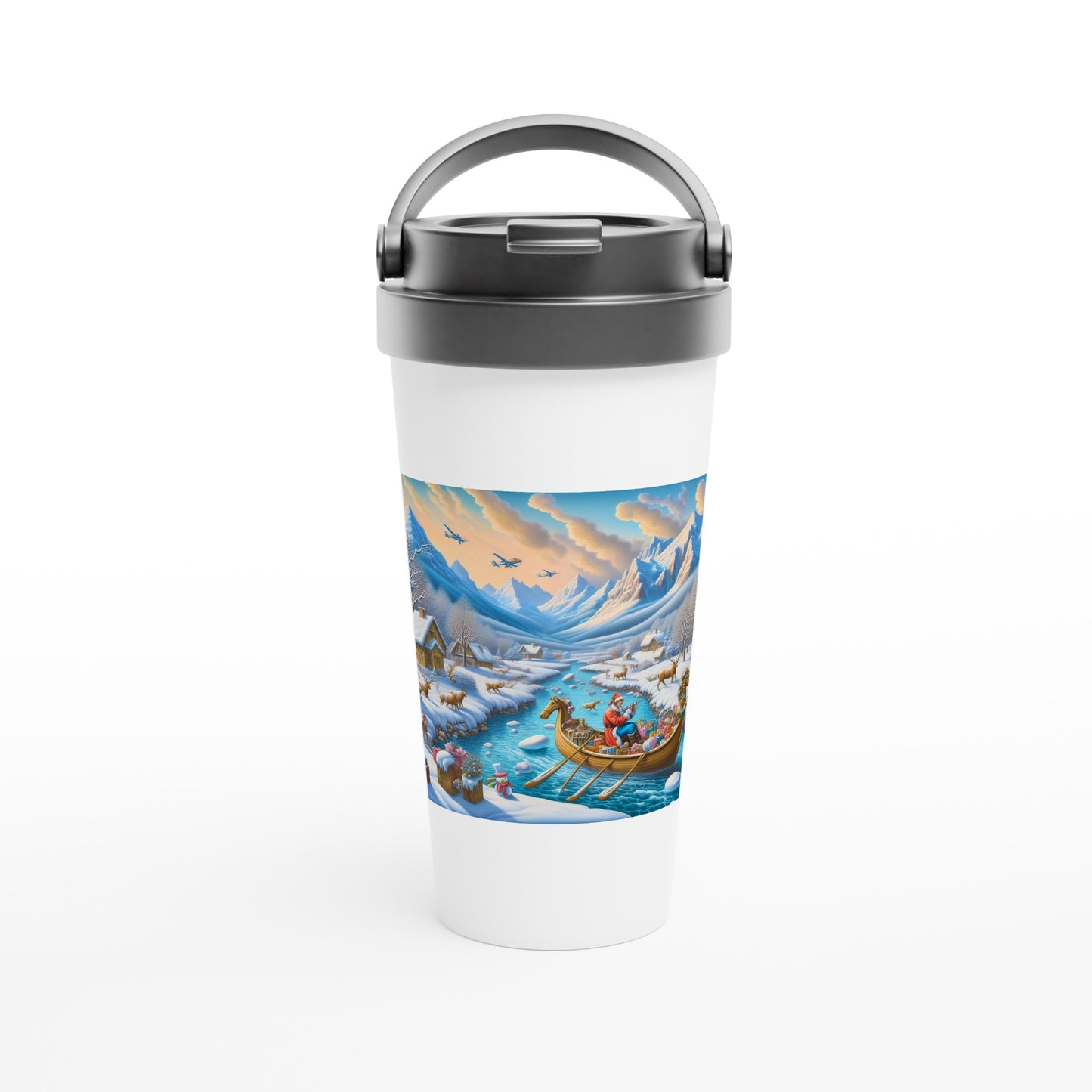 White 15oz Stainless Steel Travel Mug - Winter 180