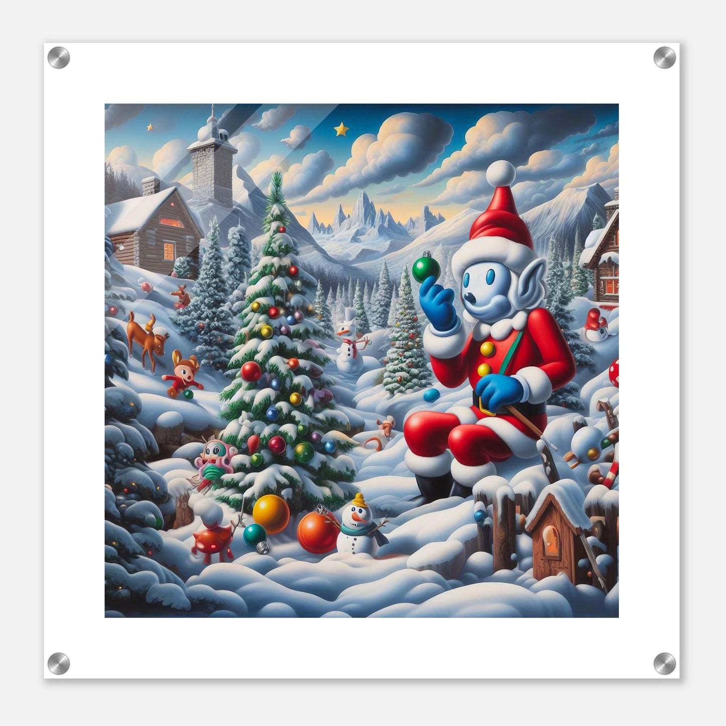 Wall Art - Winter 42 - Snowman and Christmas tree