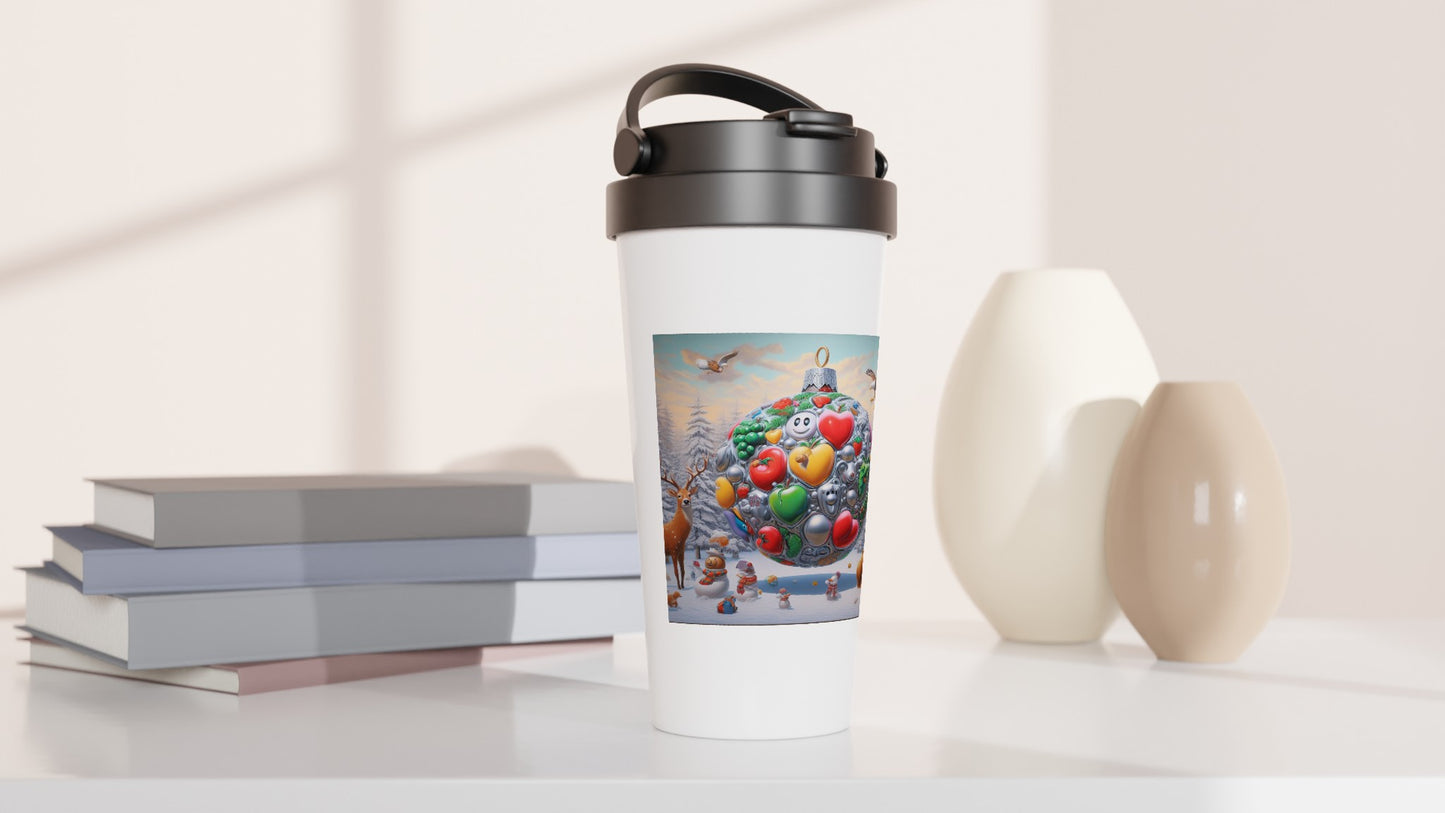 White 15oz Stainless Steel Travel Mug - Winter 67