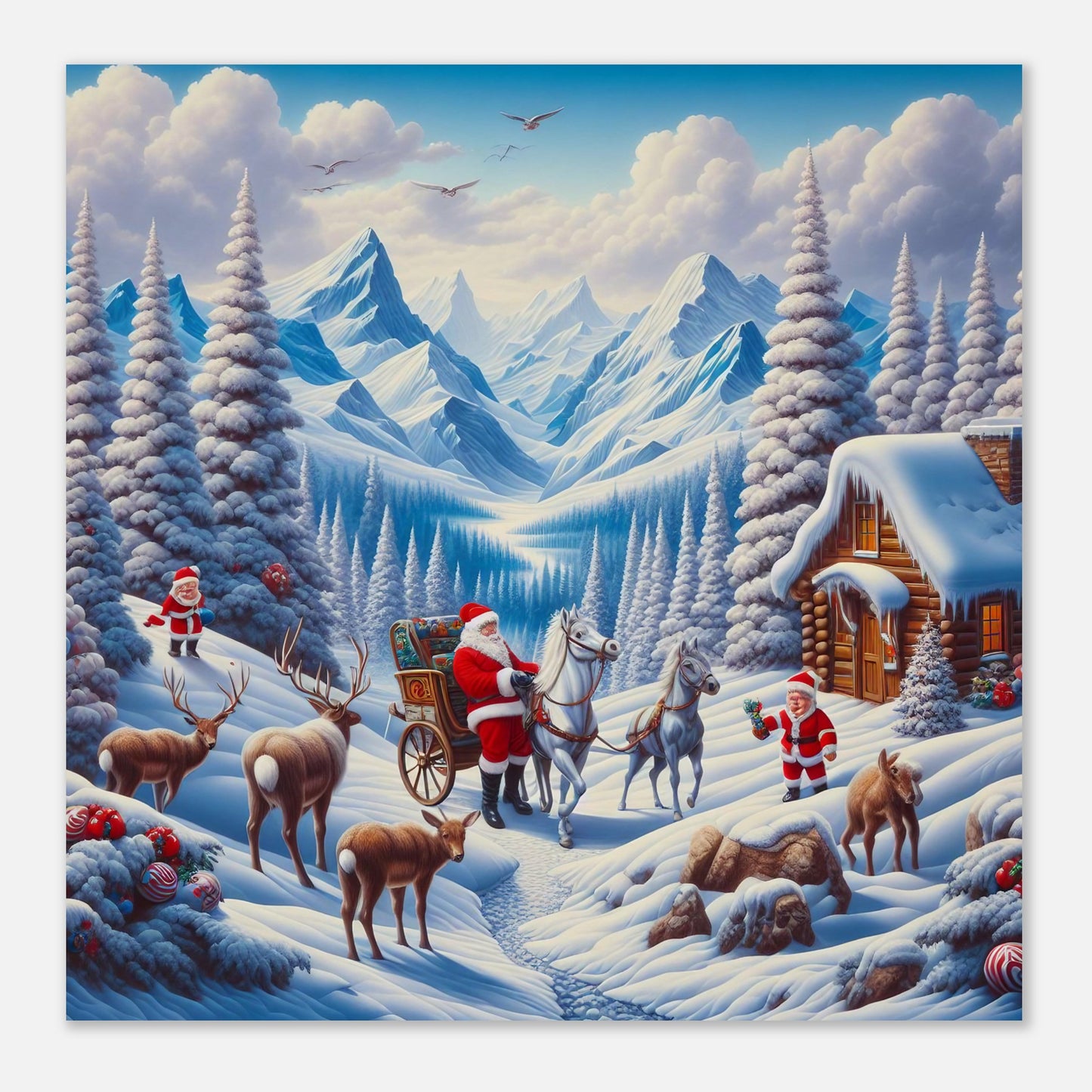 Wall Art - Winter 55 - Santa Claus and horses