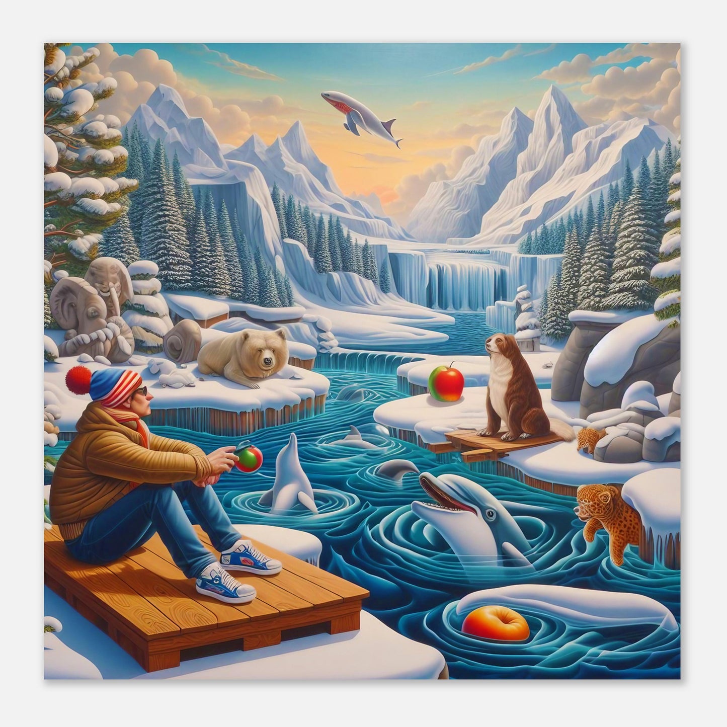 Wall Art - Winter 64 - Man by the river