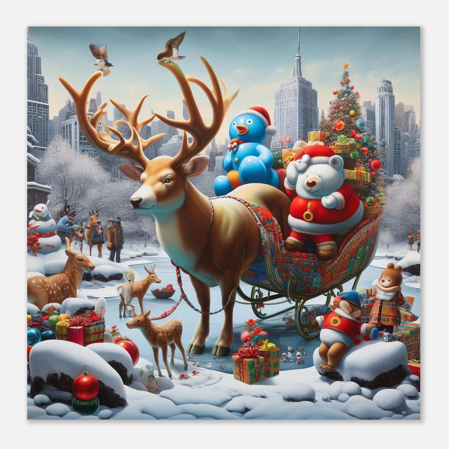 Wall Art - Winter 31 - Reindeer and polar bear