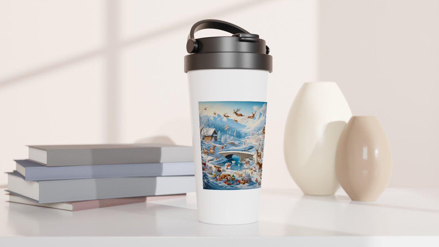 White 15oz Stainless Steel Travel Mug - Winter 172