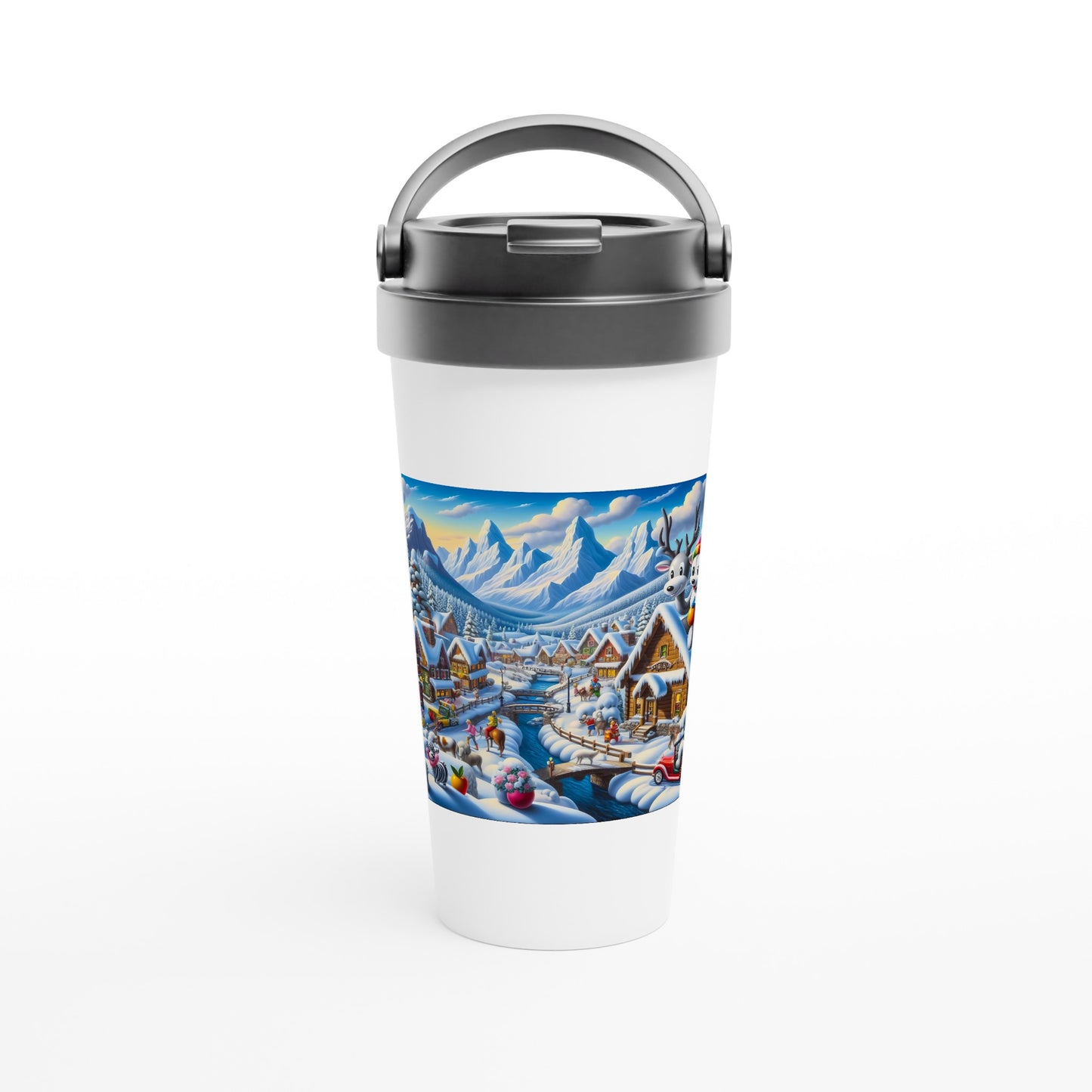 White 15oz Stainless Steel Travel Mug - Winter 183