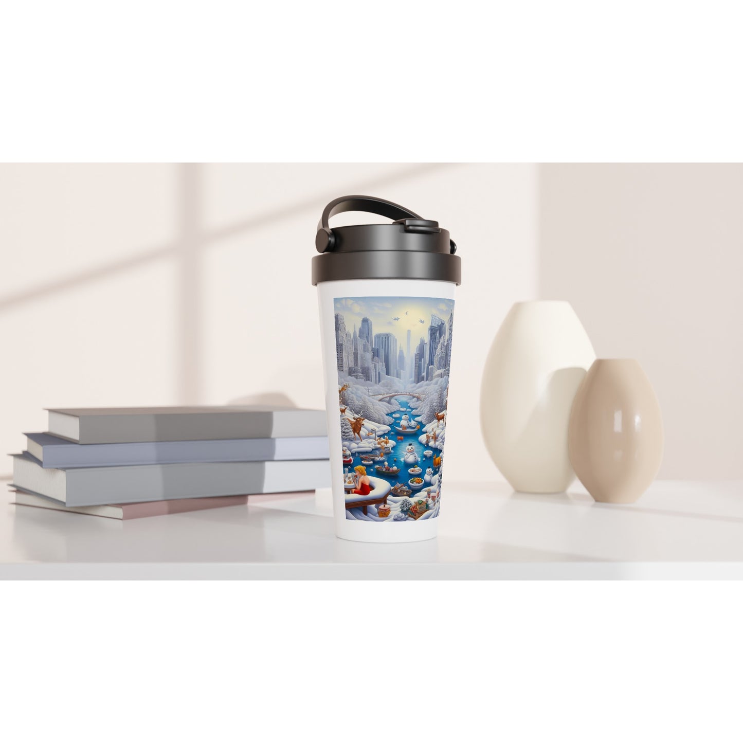 White 15oz Stainless Steel Travel Mug - Winter 147
