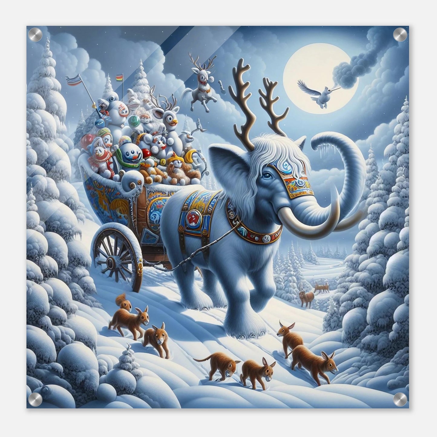 Wall art - Elephant in snow at night