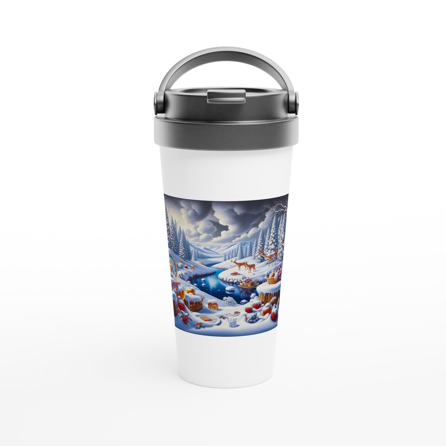 White 15oz Stainless Steel Travel Mug - Winter 60