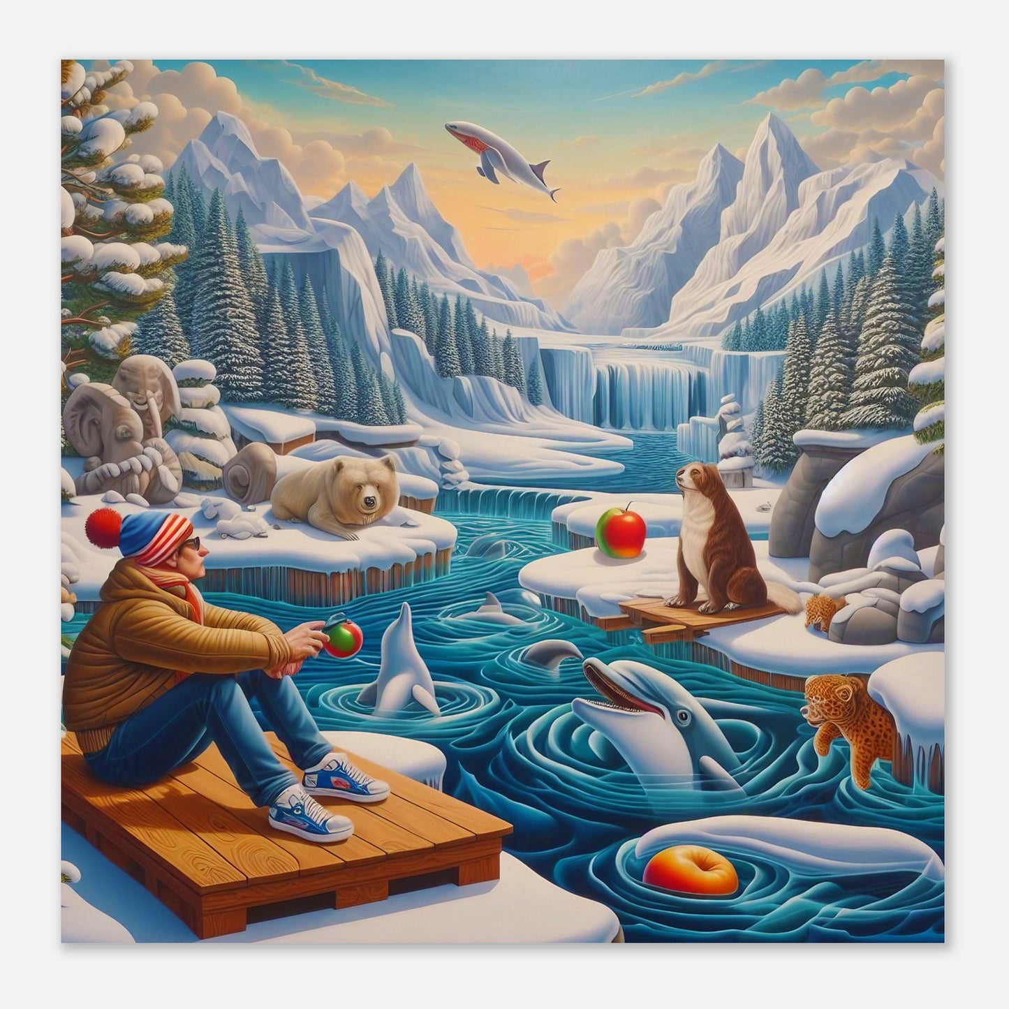 Wall Art - Winter 64 - Man by the river