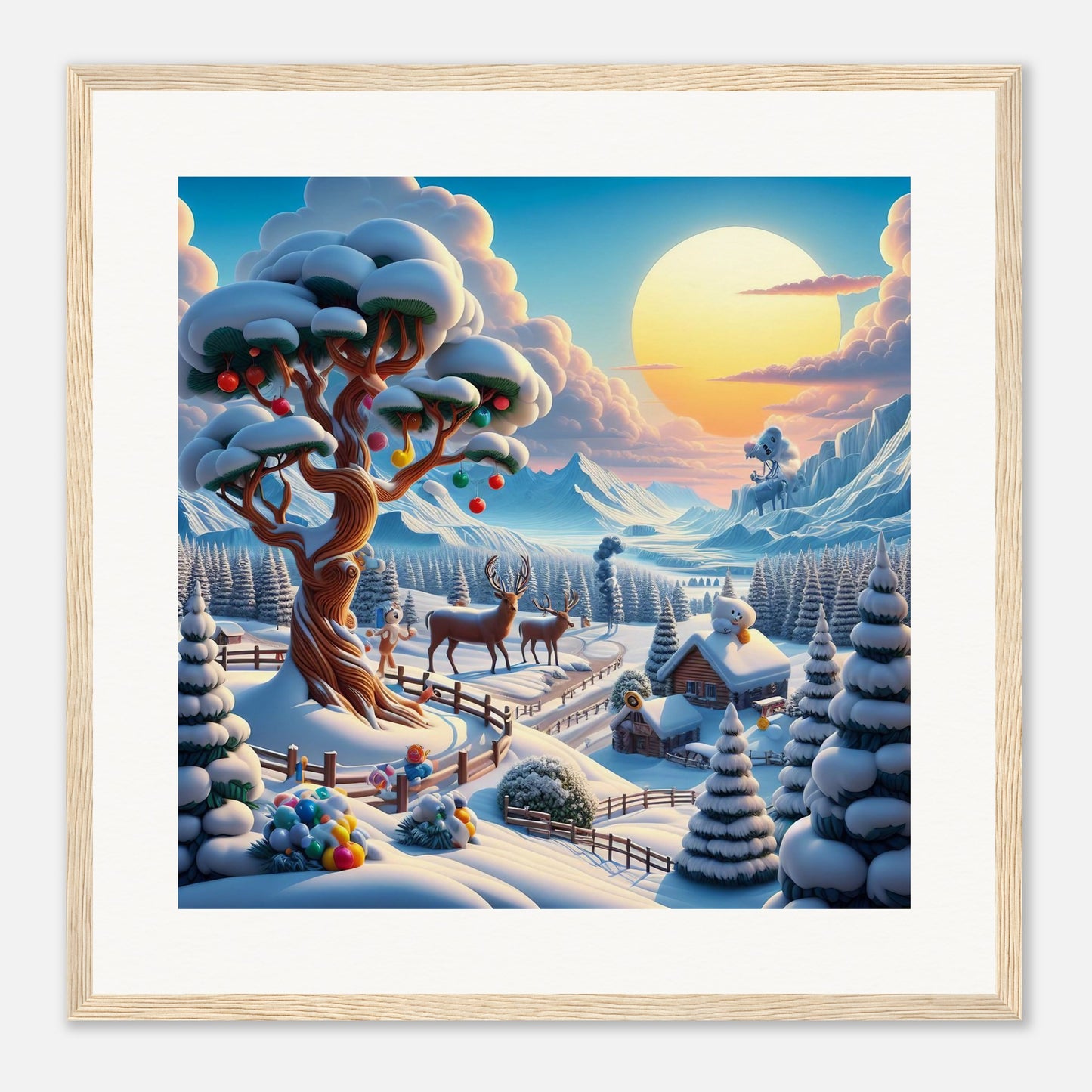 Wall Art - Winter 32 - Deer and tree