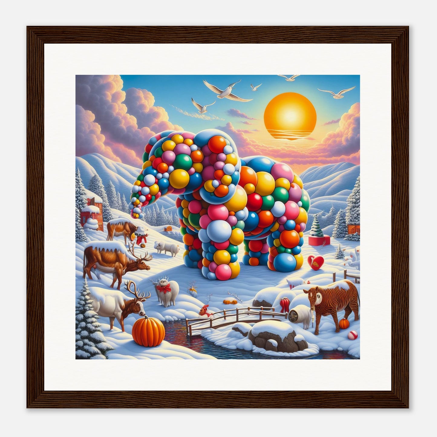Wall Art - Winter 74 - Elephant and sun