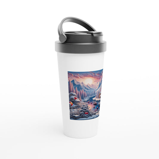 White 15oz Stainless Steel Travel Mug - Winter 62