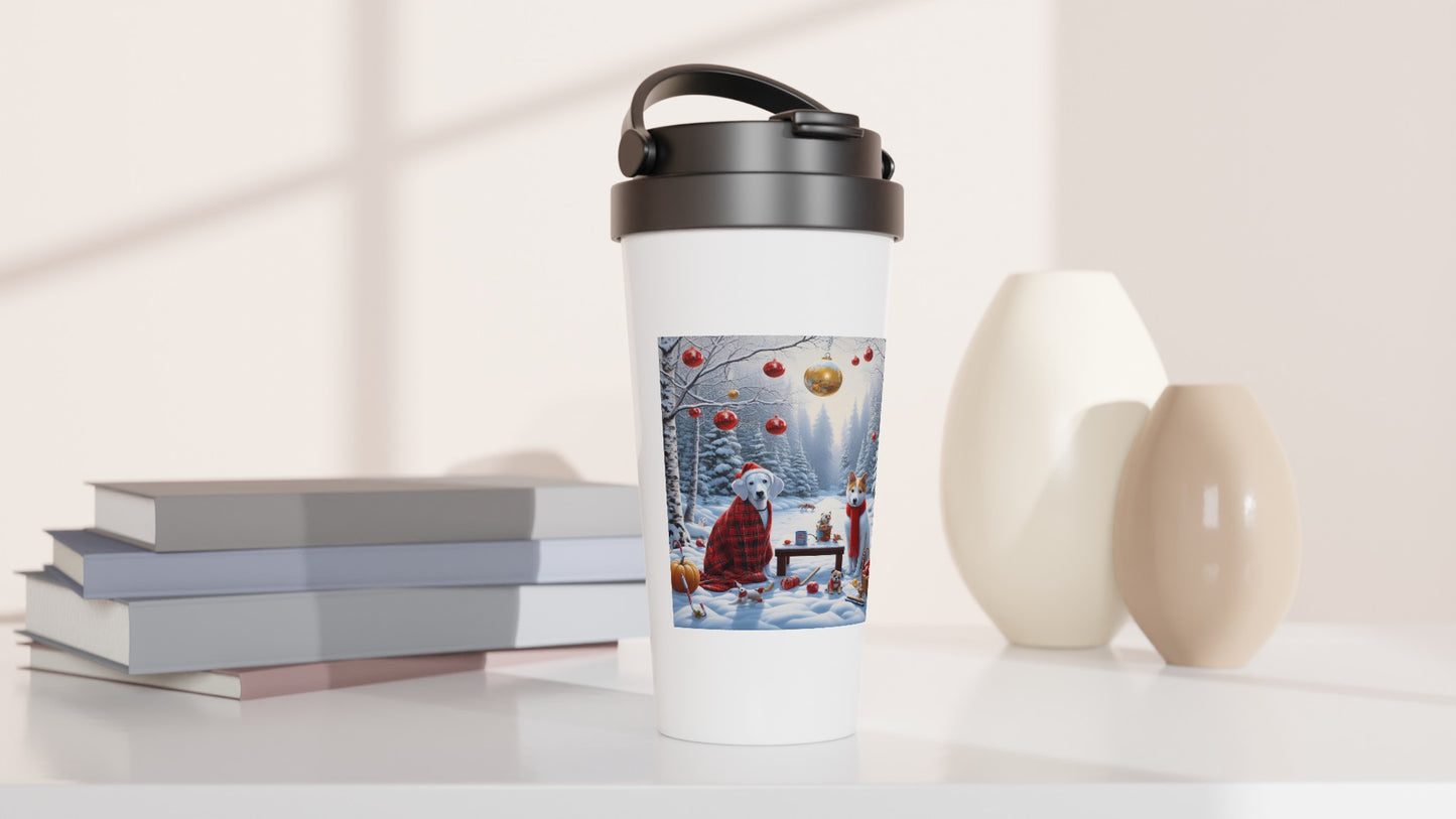 White 15oz Stainless Steel Travel Mug - Winter 97