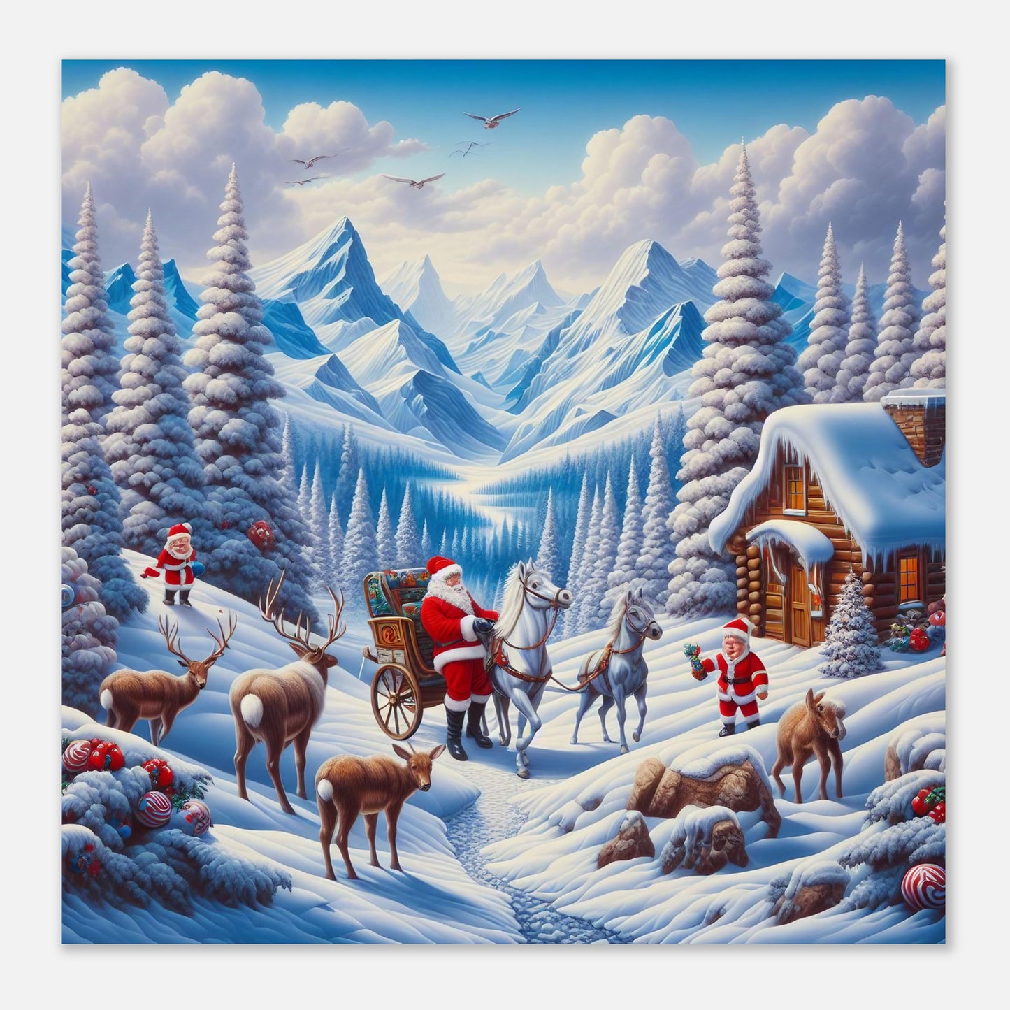 Wall Art - Winter 55 - Santa Claus and horses