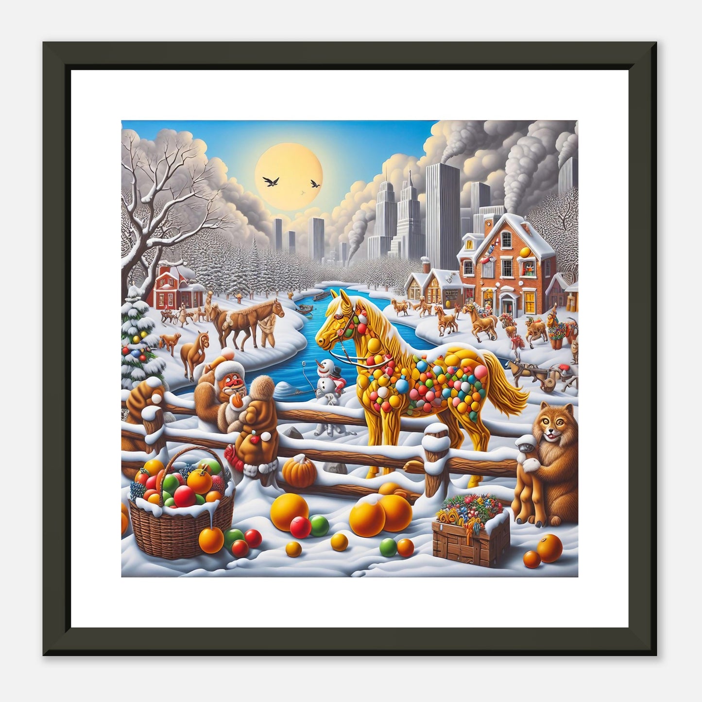 Wall Art - Winter 10 - Horse, Fruits, Houses and River